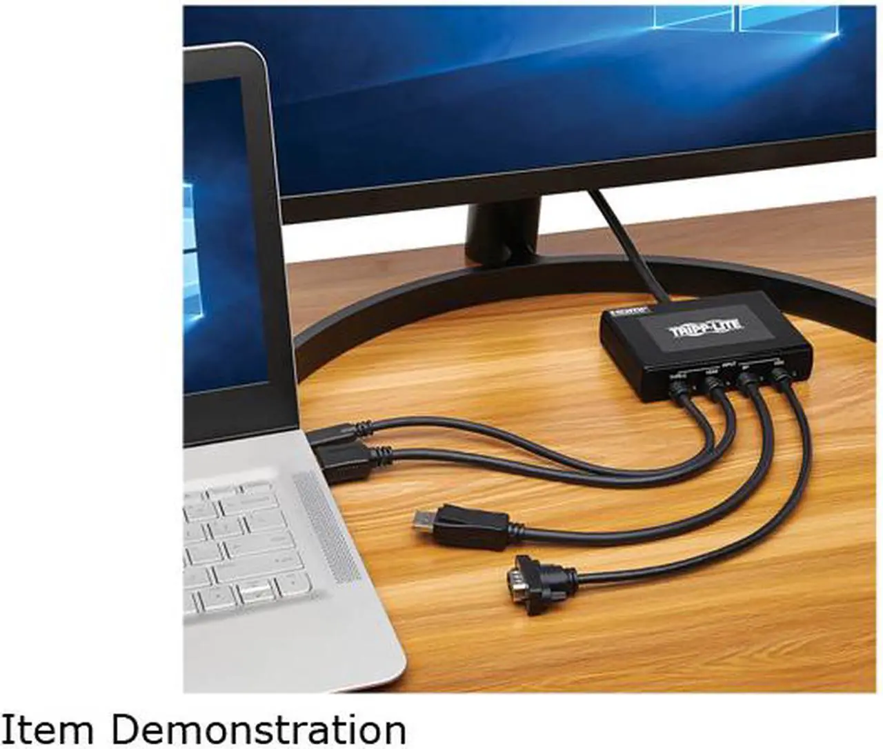 Alt view image 8 of 8 - 4-Port Presentation Adapter, 4K 60 Hz (4:4:4) HDMI, DP, USB-C and 1080p VGA to HDMI, Built-In Cables