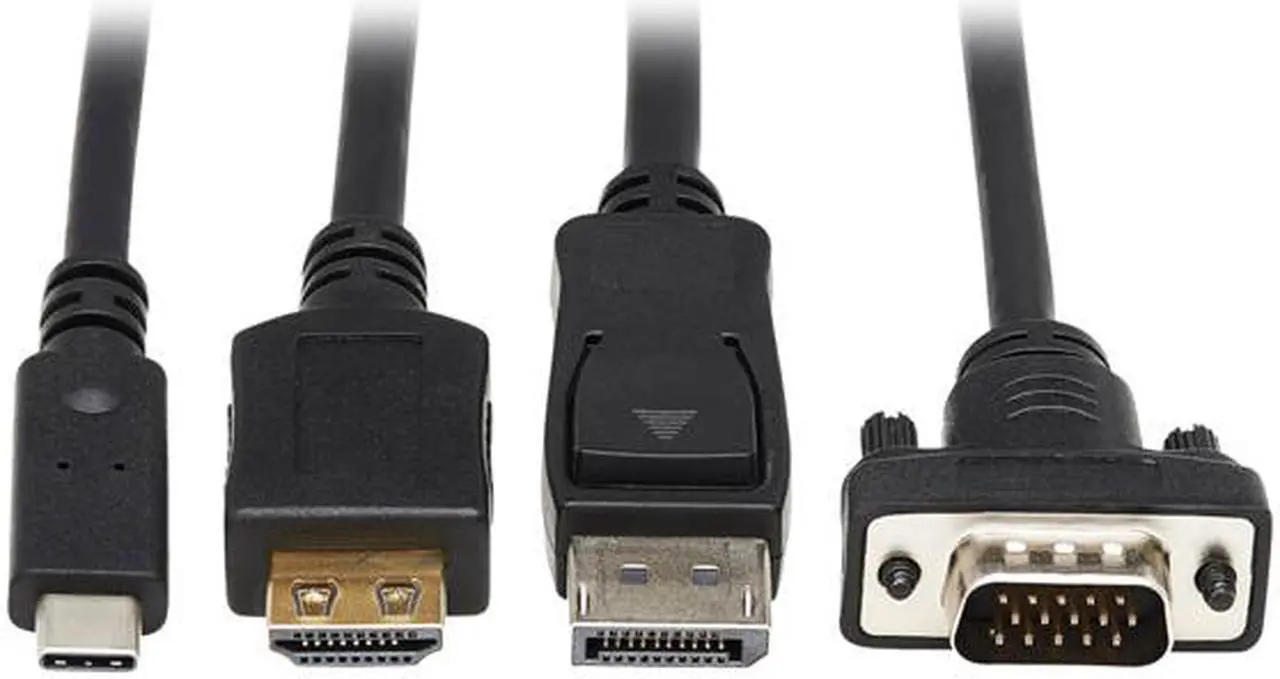 Alt view image 5 of 8 - 4-Port Presentation Adapter, 4K 60 Hz (4:4:4) HDMI, DP, USB-C and 1080p VGA to HDMI, Built-In Cables