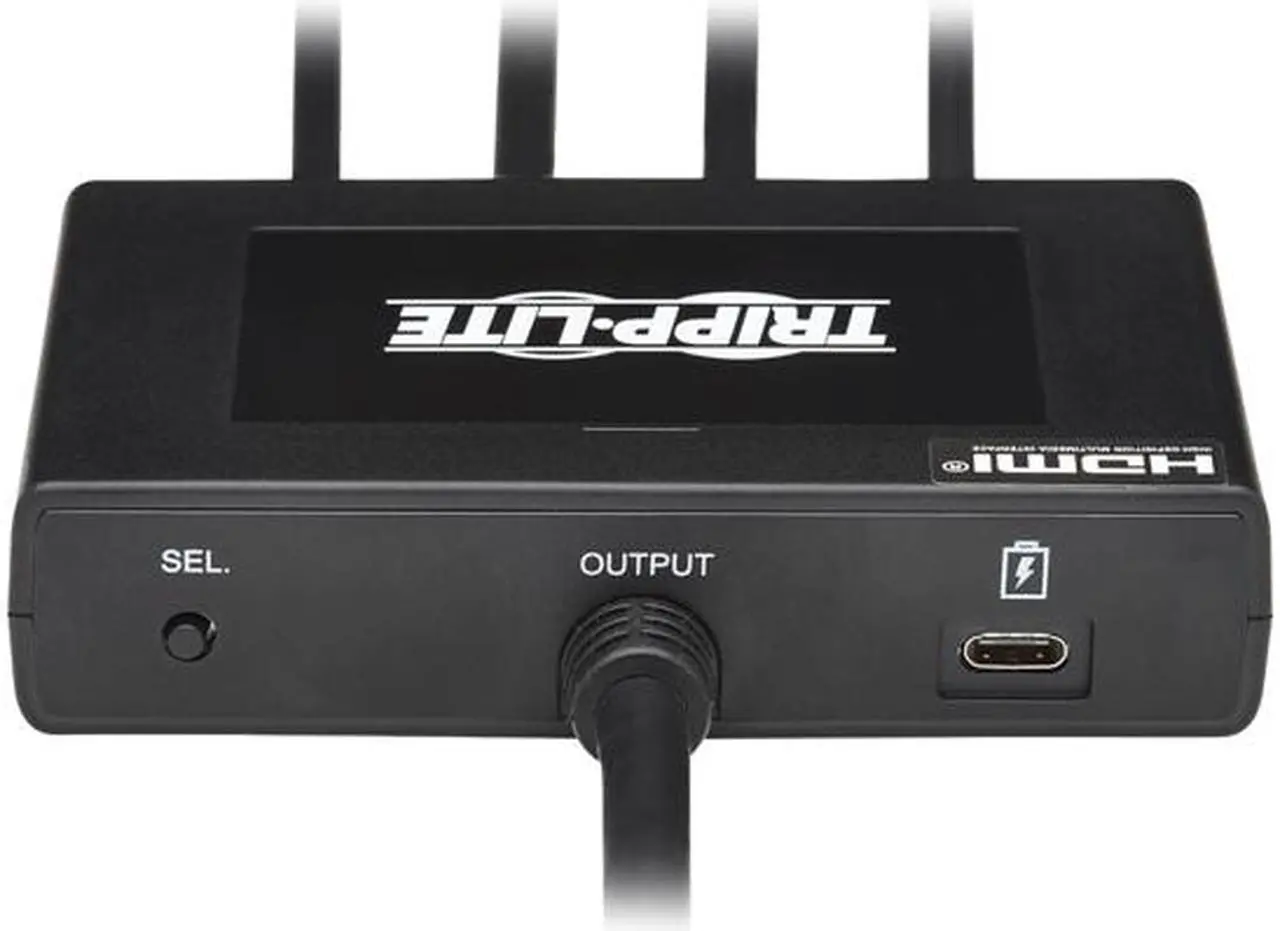 Alt view image 7 of 8 - 4-Port Presentation Adapter, 4K 60 Hz (4:4:4) HDMI, DP, USB-C and 1080p VGA to HDMI, Built-In Cables