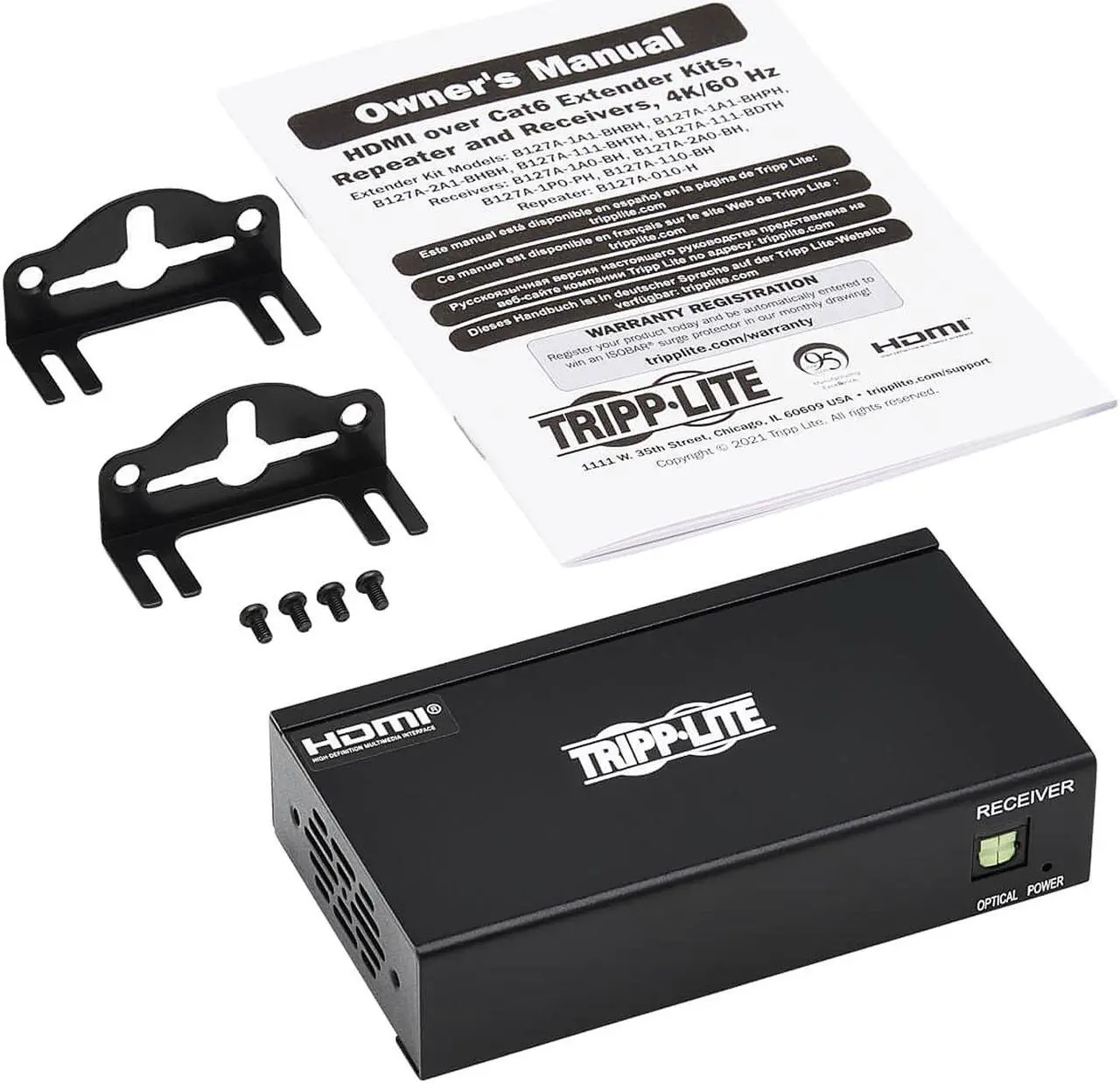 Alt view image 9 of 10 - HDMI Over Cat6 Receiver 4K60Hz HDR 4:4:4 PoC HDCP 2.2 230ft TAA