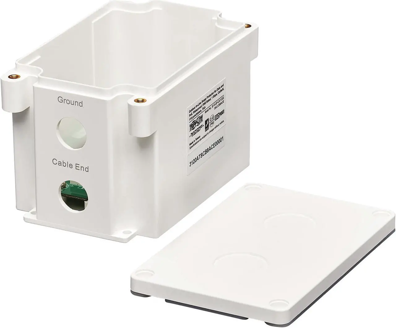 Alt view image 8 of 8 - TRIPP LITE B110-SP-CAT-OD2 Outdoor In-Line PoE Surge Protector Cat5e/6 110 Punch Down IP68