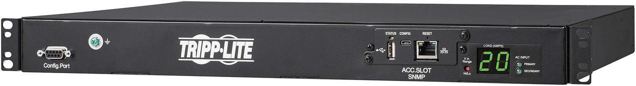 Alt view image 3 of 5 - Tripp Lite PDUMNH20HVAT1 Auto-Transfer Switch; Metered; Monitored 200; 208; 220; 230; 240 20A 12 ft PDU ATS/Metered 200-240V 8 C13 2 C19 Dual C20 Network Card 1URM