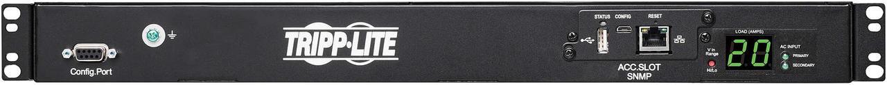 Alt view image 2 of 5 - Tripp Lite PDUMNH20HVAT1 Auto-Transfer Switch; Metered; Monitored 200; 208; 220; 230; 240 20A 12 ft PDU ATS/Metered 200-240V 8 C13 2 C19 Dual C20 Network Card 1URM