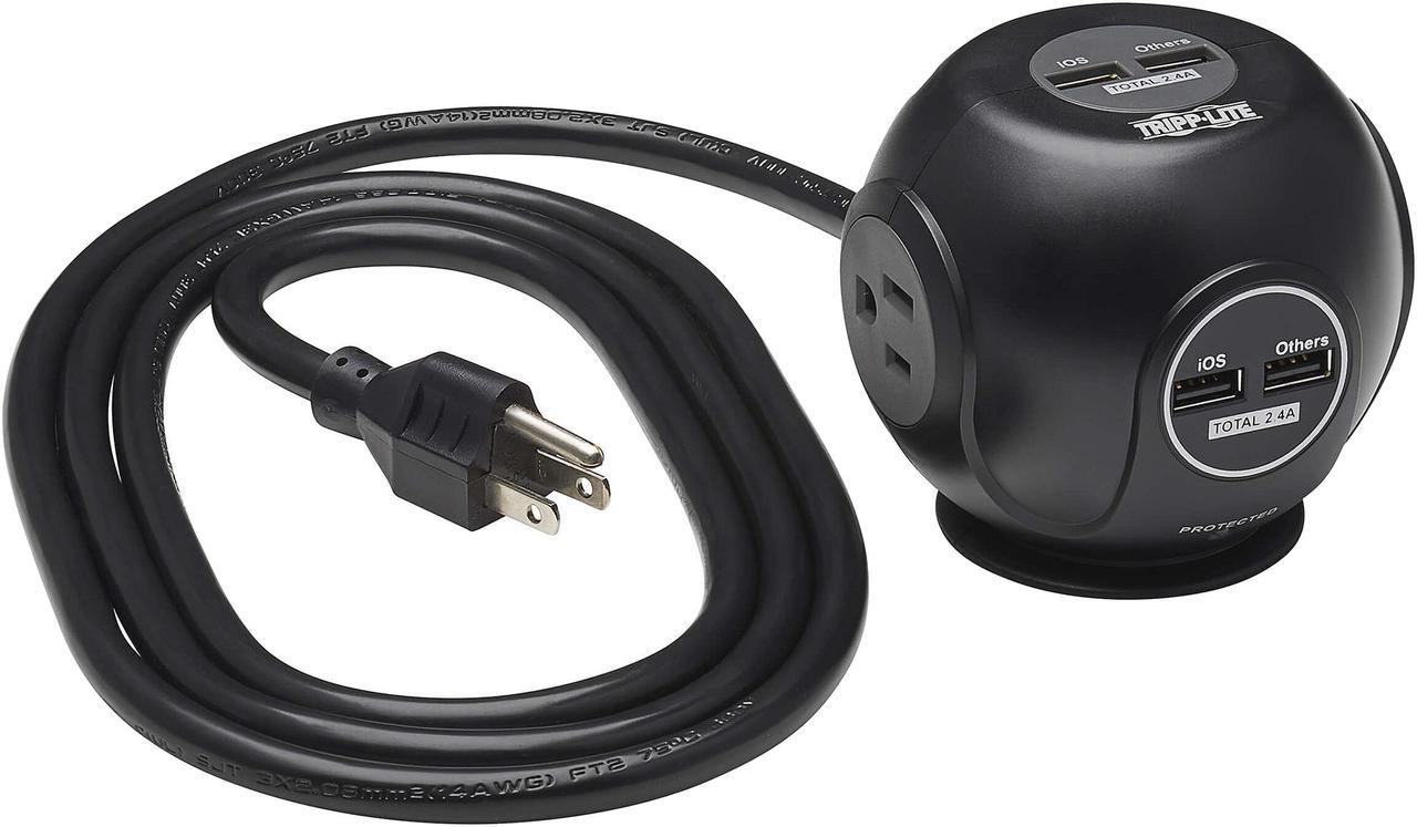 Alt view image 2 of 8 - TRIPP LITE Safe-IT Spherical Surge Protector 3-Outlets 4 USB Ports 6ft Cord
