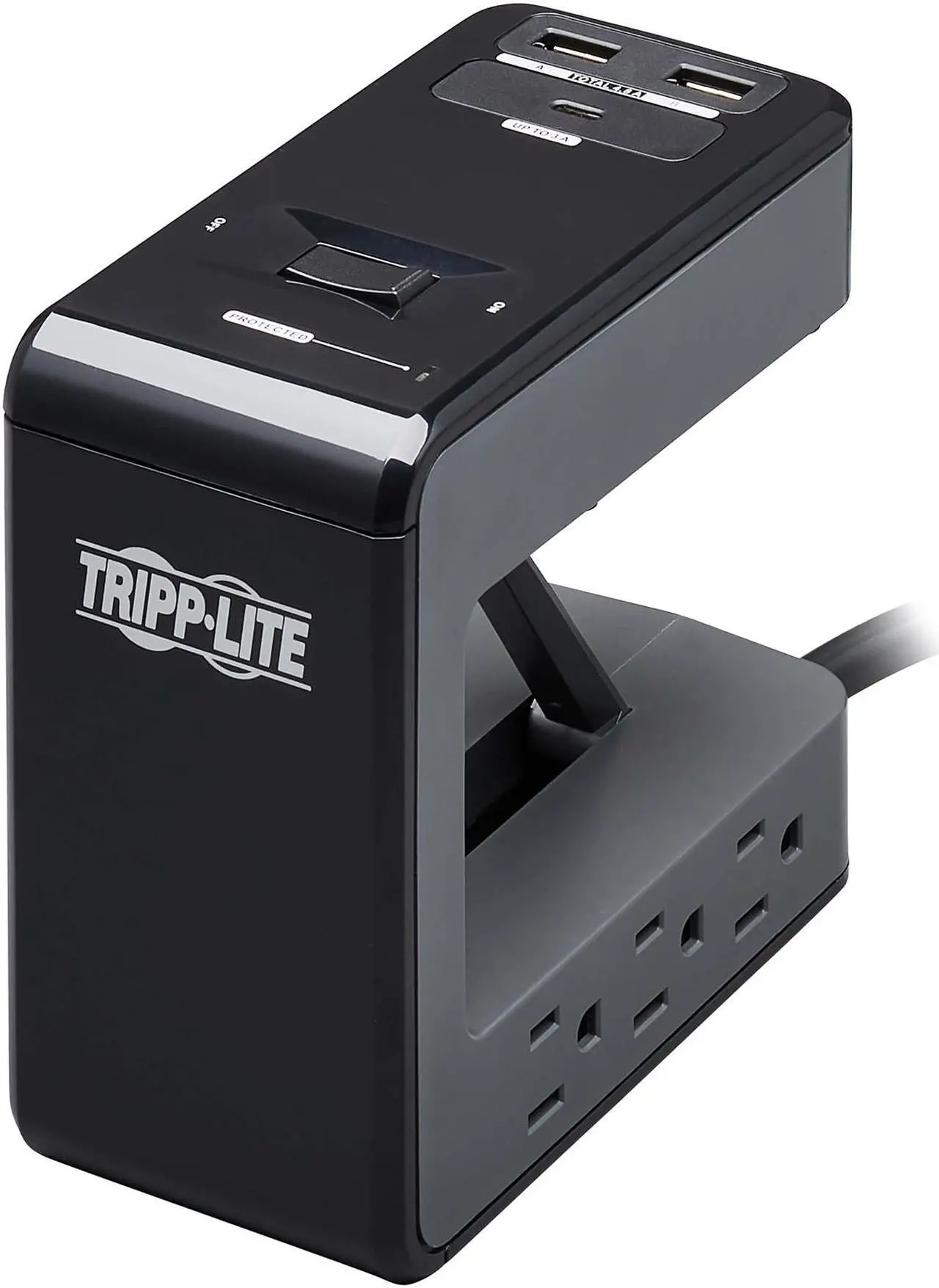 Alt view image 2 of 8 - TRIPP LITE Safe-IT Clamp Surge Protector 6Outlet 5-15R 3 USB Ports 8ft Cord
