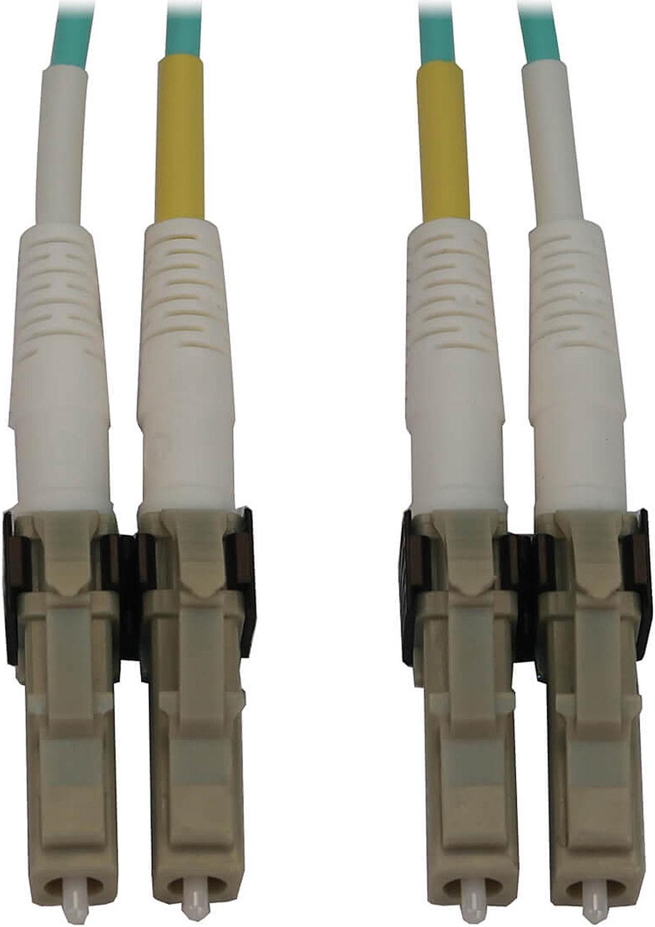 Tripp Lite Switchable Fiber Cable, 400G Duplex Multimode 50/125 OM3 (LC Duplex-PC/LC Duplex-PC), Round LSZH Jacket, Aqua, 1 Meter / 3.3 Feet (N820X-01M)