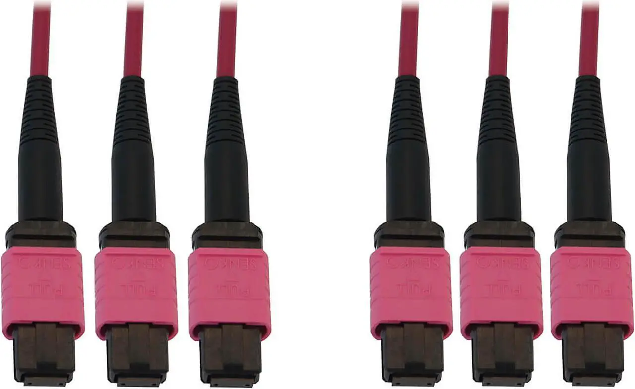 Main image of Tripp Lite Multimode Fiber Optic Cable, 50/125 OM4 MTP/MPO (3xF/3xF), 24-Strand, 40/100/400GbE, LSZH Jacket, Magenta, 10 Meters / 32.8 Feet (N858B-10M-3X8MG)