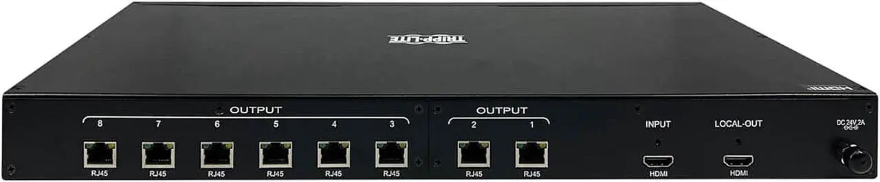 Alt view image 4 of 5 - Tripp Lite B127A-008-BH 8-Port HDMI over Cat6 Splitter - 4K 60 Hz, HDR, 4:4:4, PoC, HDCP 2.2, 230 ft. (70.1 m), TAA