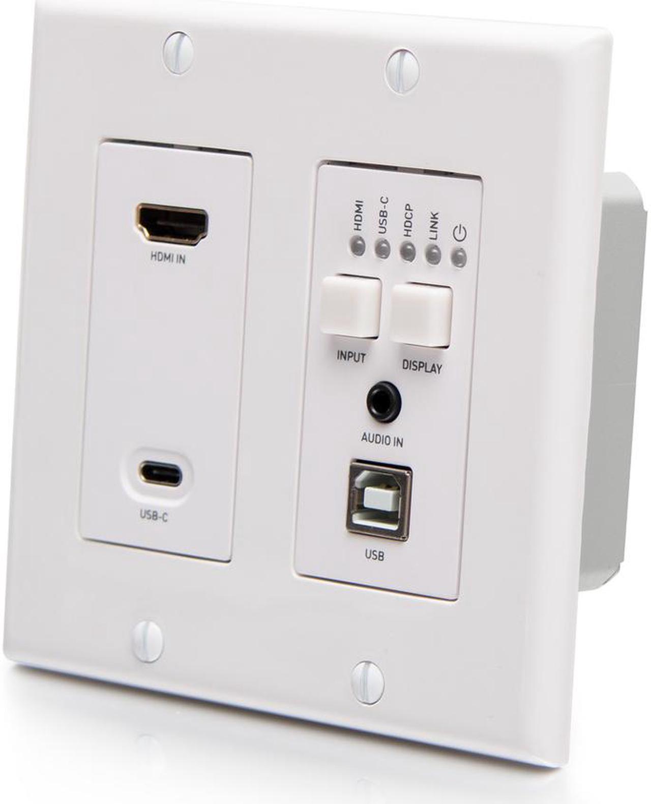 Alt view image 6 of 7 - C2G C2G31011 HDMI HDBaseT + USB-C, 3.5mm, and USB-B to A over Cat Extender Wall Plate Transmitter to Box Receiver - 4K 60Hz