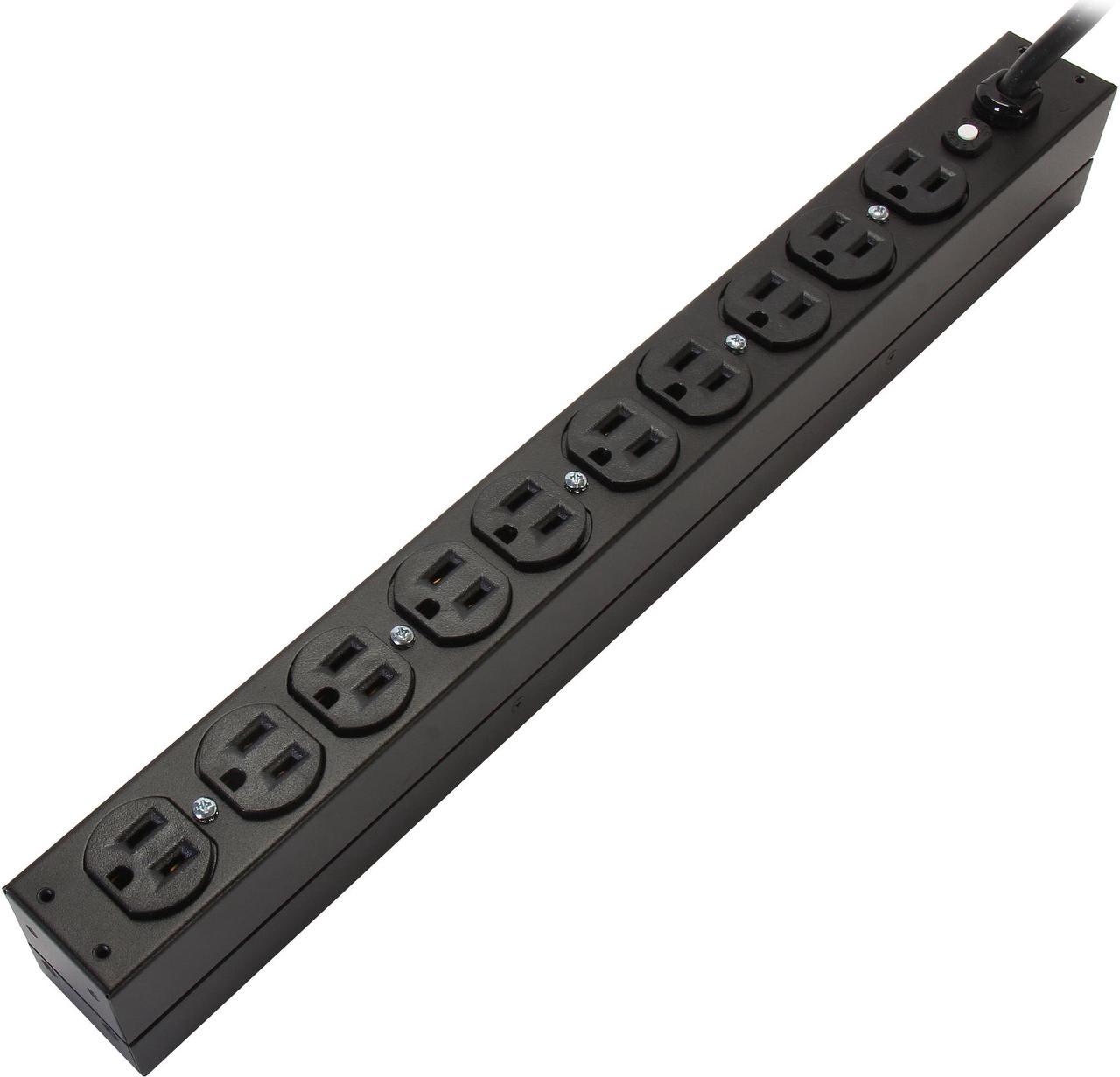 APC Rack Mount PDU, Basic 100V-120V/15A, (10) Outlets, 1U Horizontal Rackmount (AP9562)