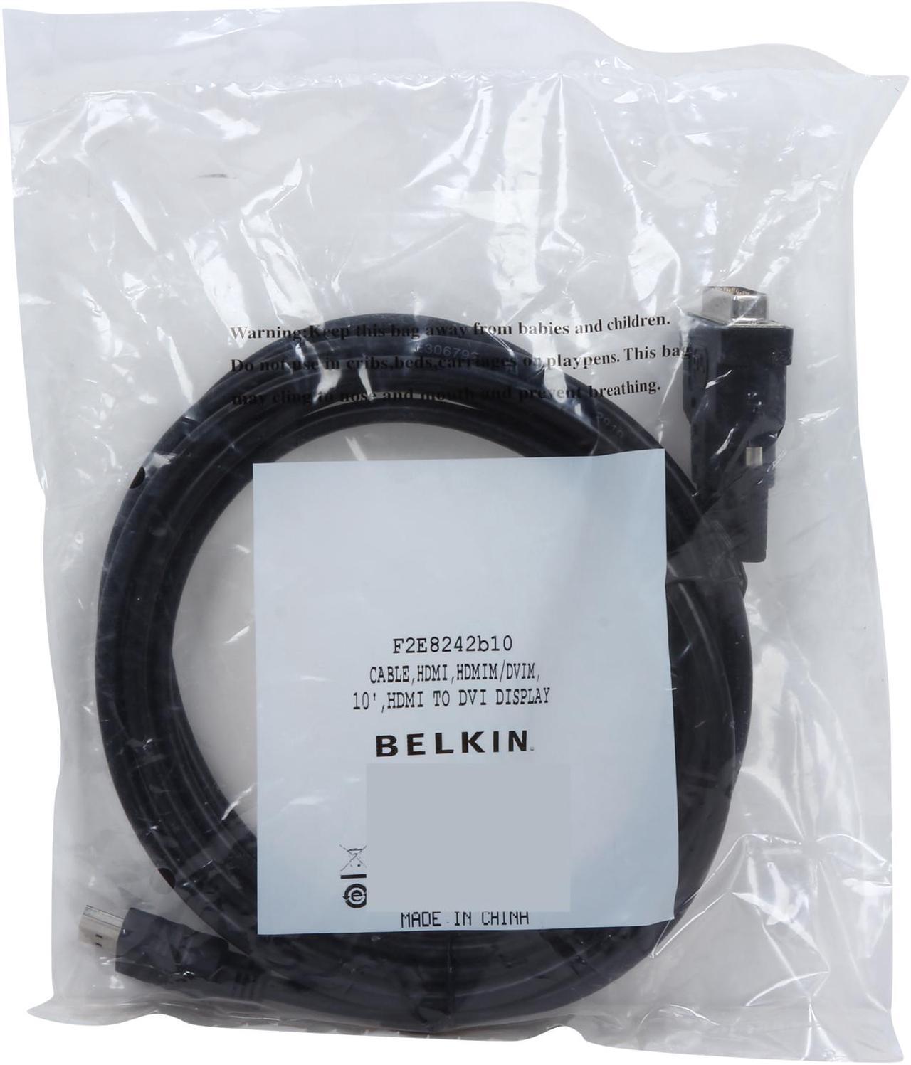 Alt view image 3 of 3 - Belkin F2E8242b10 10 ft. Black Connector on First End: 1 x DVI Connector on Second End: 1 x HDMI HDMI to DVI Cable
