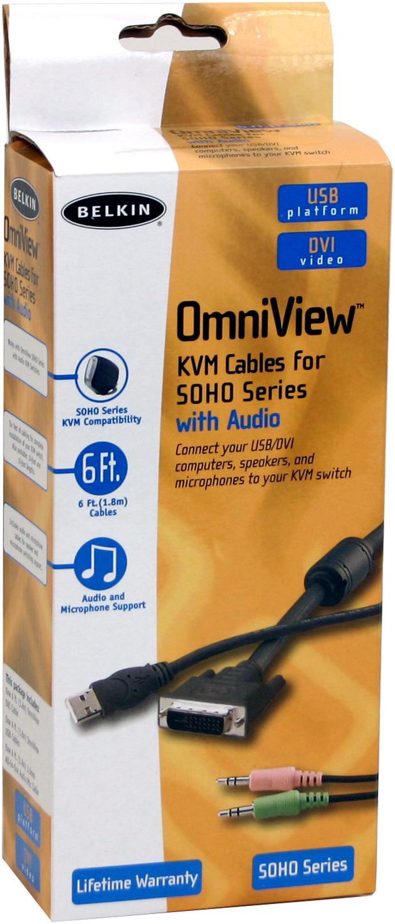 Alt view image 3 of 3 - BELKIN OmniView KVM Cables for SOHO Series with Audio, 6ft USB/DVI
