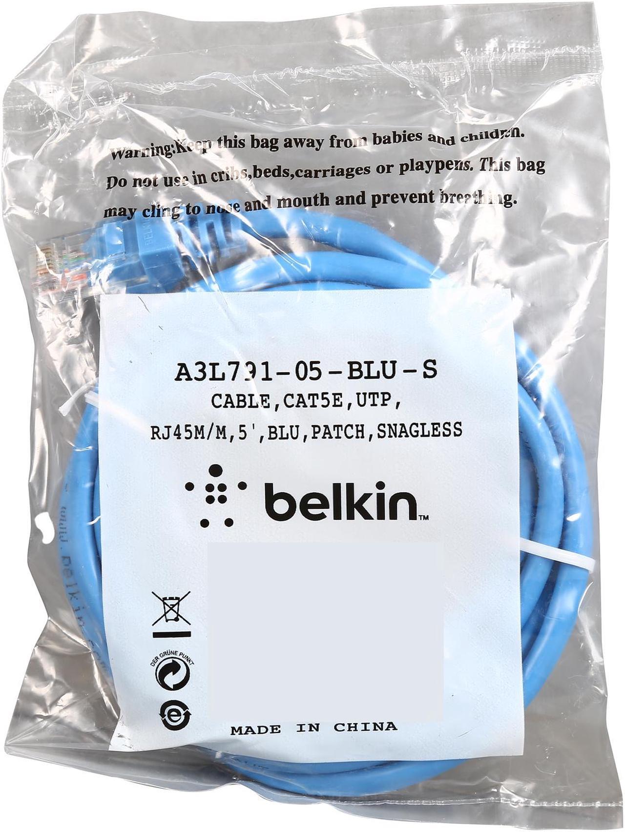 Alt view image 3 of 3 - Belkin A3L791-05-BLU-S 5 ft. Cat 5E Blue Network Cable