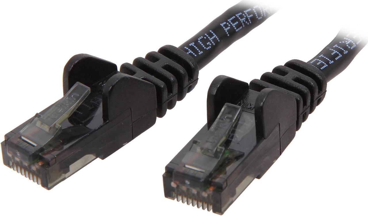 Belkin A3L980-06-BLK-S 6 ft. Cat 6 Black Patch Cable CAT6 Snagless RJ-45M / RJ-45M