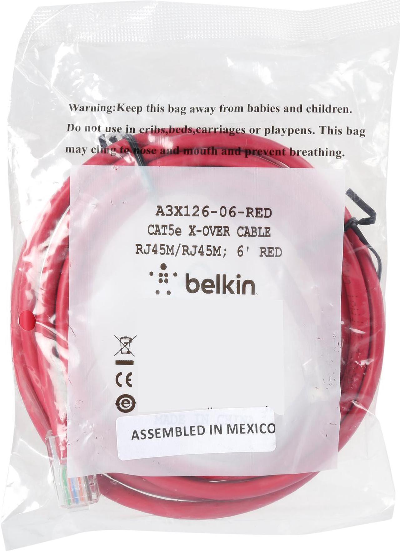 Alt view image 3 of 3 - Belkin A3X126-06-RED 6 ft. Cat 5E (Crossover) Red Cable