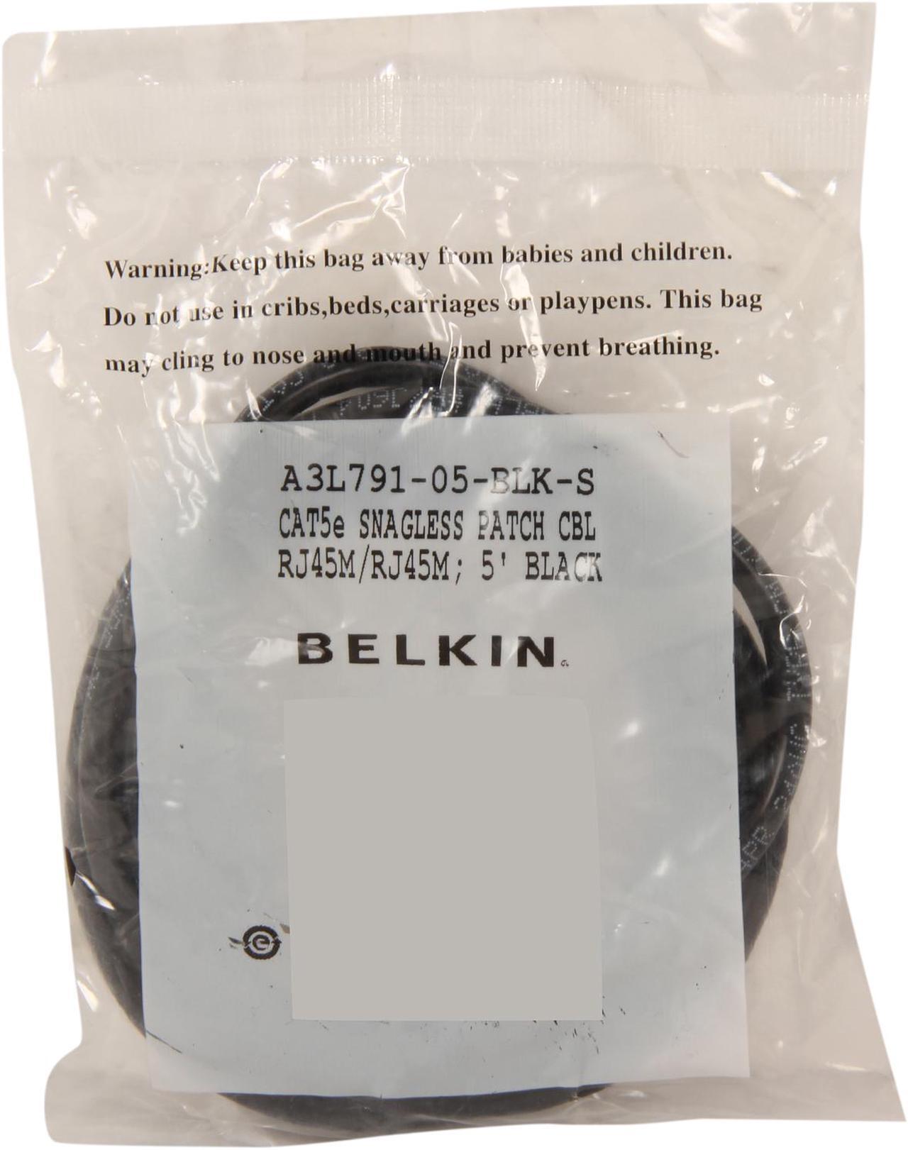 Alt view image 3 of 3 - Belkin A3L791-05-BLK-S 5 ft. Cat 5E Black Patch Cable