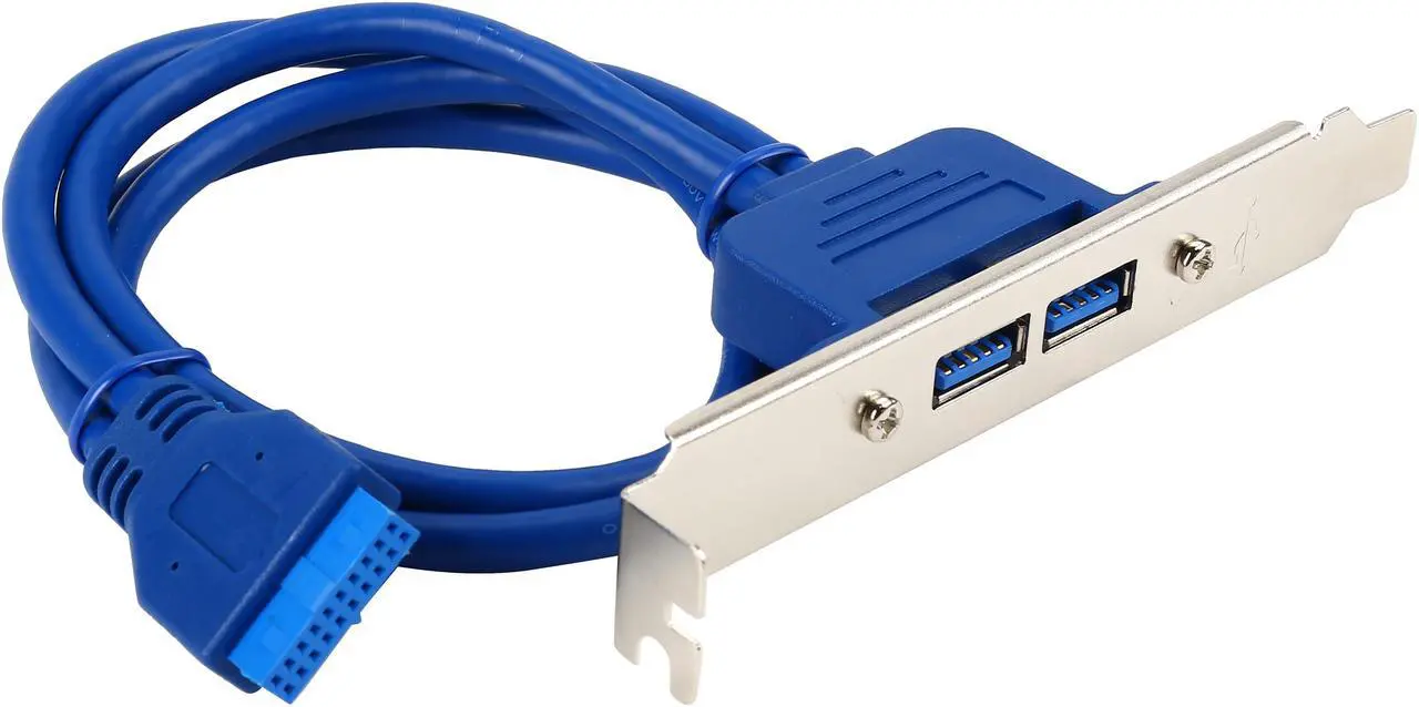Alt view image 2 of 3 - Coboc PCIU3-20PSPL2-18 18" Dual Ports USB 3.0 to 20pin Header Adatper Cable w/ Rear Panel - PCI Bracket USB 3.0 20pin to 2 Ports Type A Female