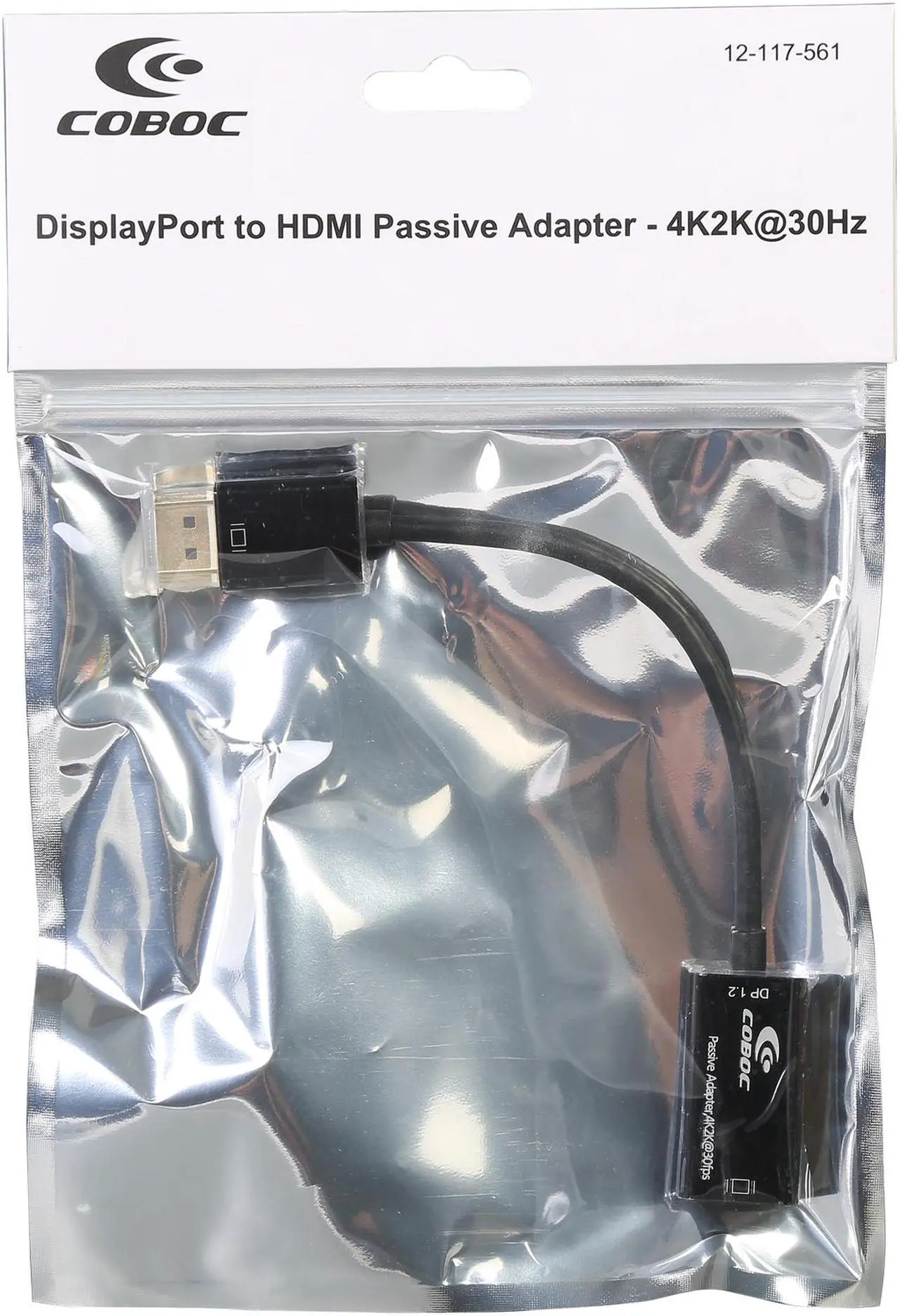 Alt view image 4 of 4 - Coboc AD-DP2HD4K-6-BK 6 inch Black Color DisplayPort V1.2 to HDMI Passive Video Adapter Converter w/Audio - DP to HDMI - 4K x 2K