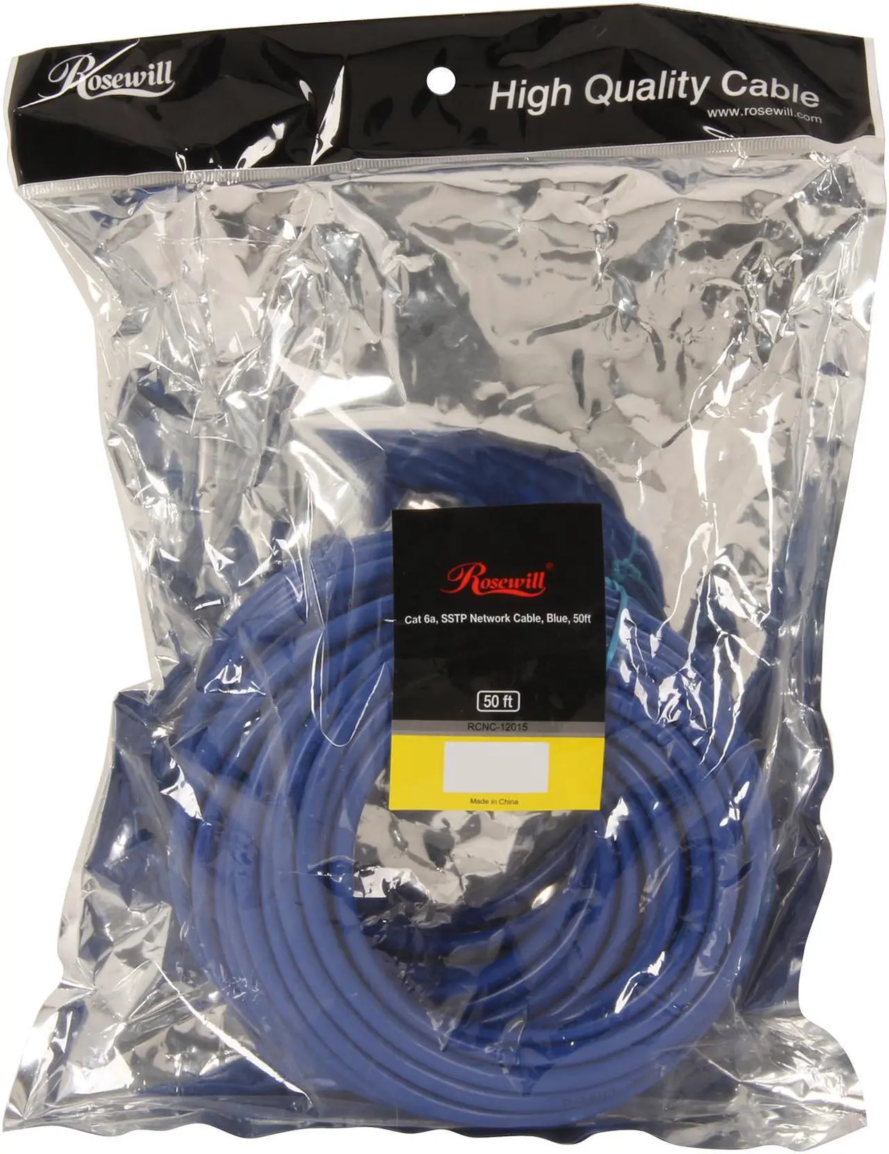 Alt view image 3 of 3 - Rosewill RCNC-12015 - 50-Foot Blue Cat 6A Shielded, Screened Twisted Pair (S / STP) Enhanced 550MHz Network Ethernet Cable