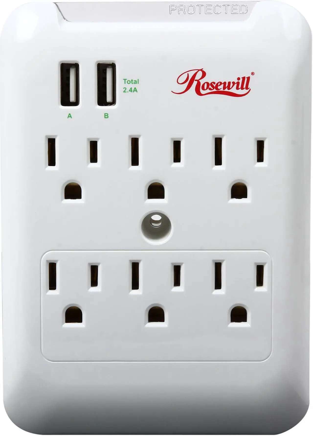 Alt view image 3 of 5 - Rosewill RHSP-14001 - 6-Outlet Wall Tap Power Surge Protector with 2 USB Ports
