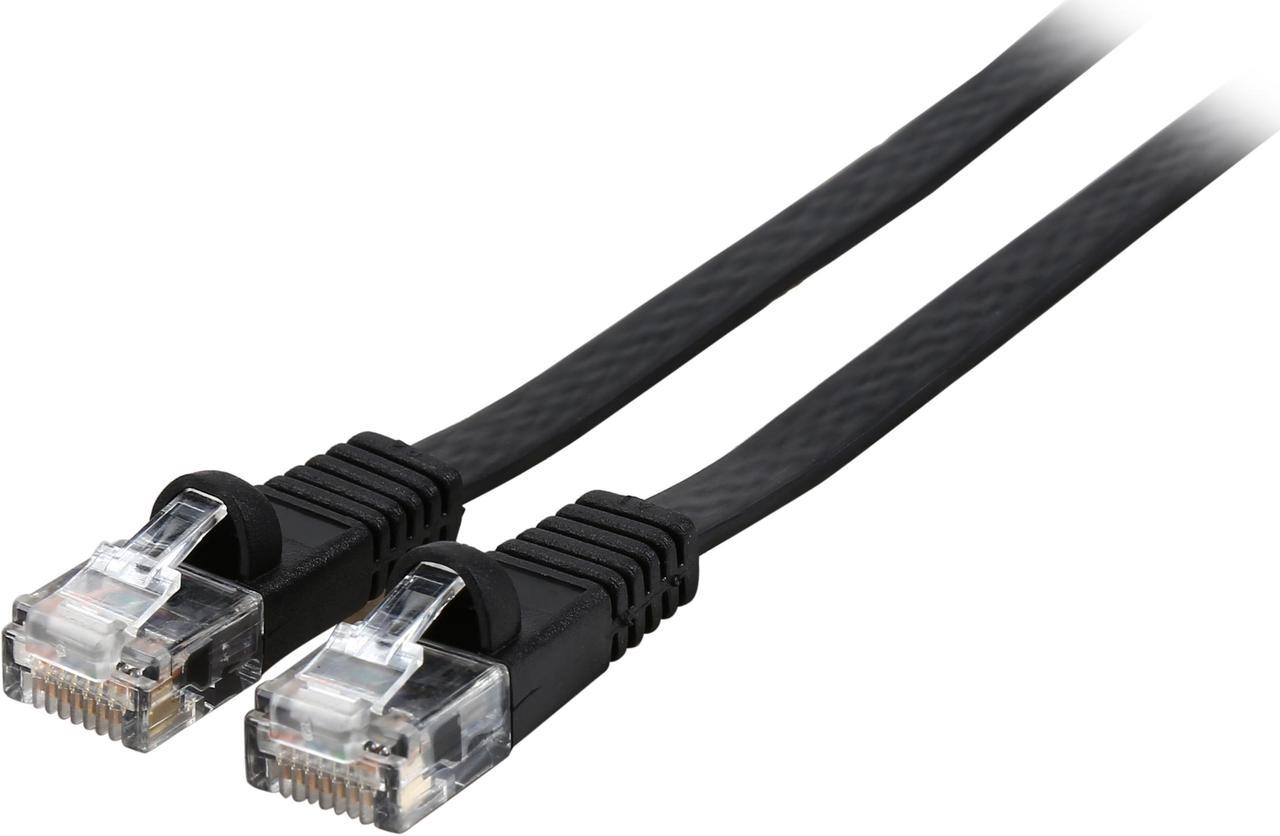 Rosewill RCAT5E-2BKF 2 ft. Cat 5E Black Flat 30AWG, Bare Stranded Copper 350MHZ UTP Ethernet Patch Cord