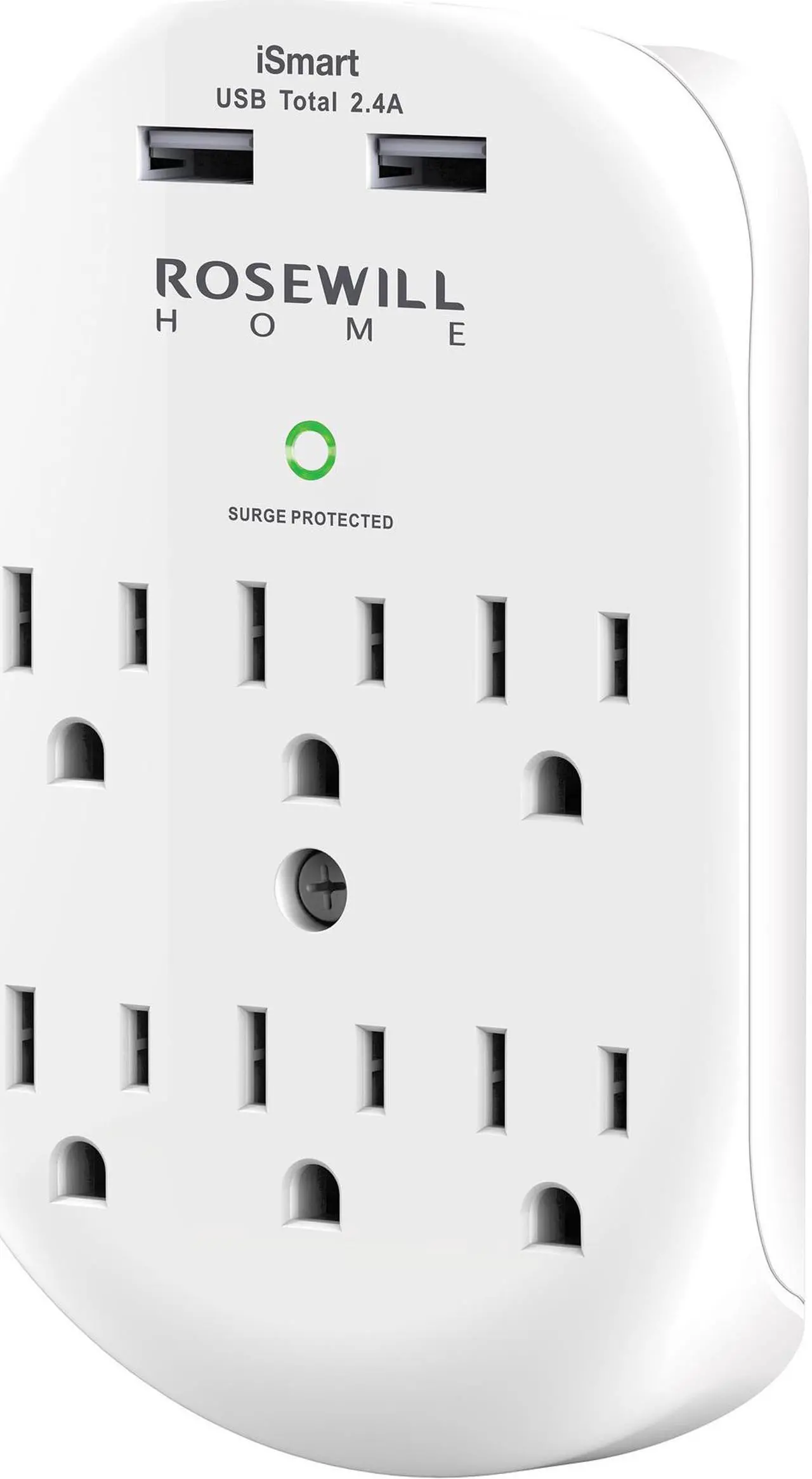 Main image of Rosewill 6-Outlet Wall Surge Protector with 2 USB Charging Ports (2.4A)