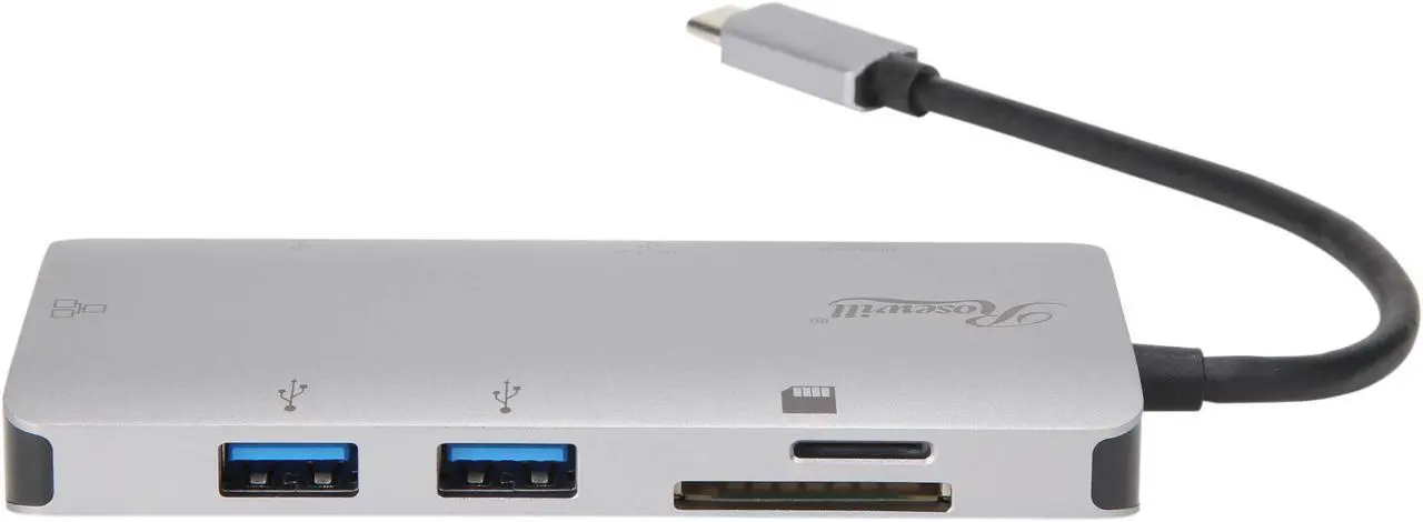Alt view image 4 of 6 - Rosewill RC-UC-M8 USB C Hub, 8-In-1 Type C Hub with Ethernet Port, 4K USB C to HDMI, 3 USB 3.0 Ports, SD/TF Card Reader, USB-C Power Delivery, Portable for Mac Pro and Other Type C Laptops