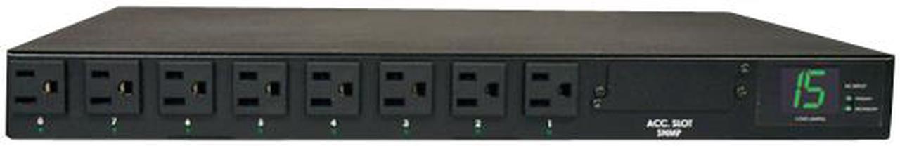 Tripp Lite Metered PDU with ATS, 15A, 8 Outlets (5-15R), 120V, 2 5-15P, 100 - 127 V Input, 2 12 ft. Cords, 1U Rack-Mount Power, TAA (PDUMH15AT)