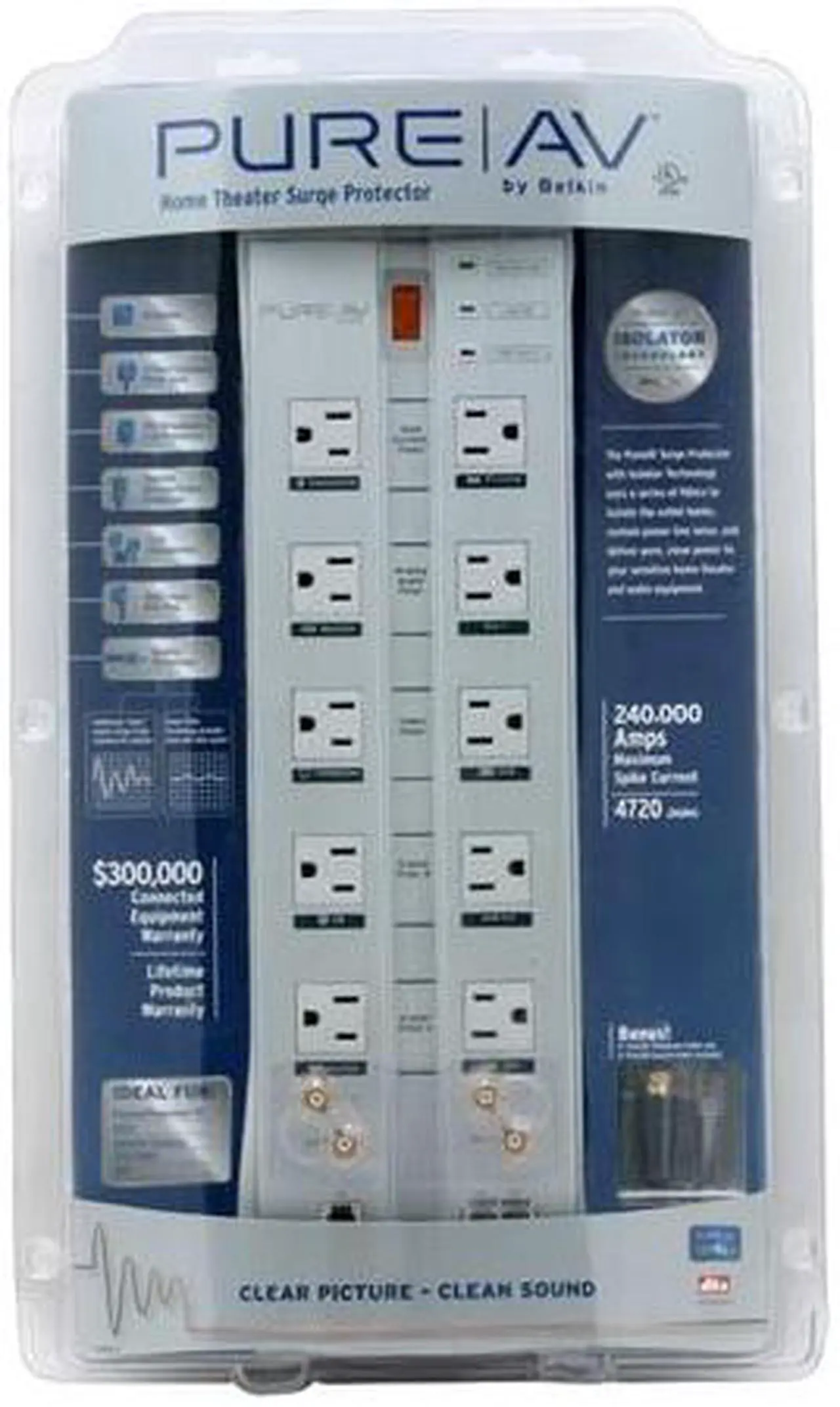 Belkin Blue Series PureAV Splitter Per Altoparlanti E Cuffie Con Jack RCA - Connettori Placcati Oro 24K