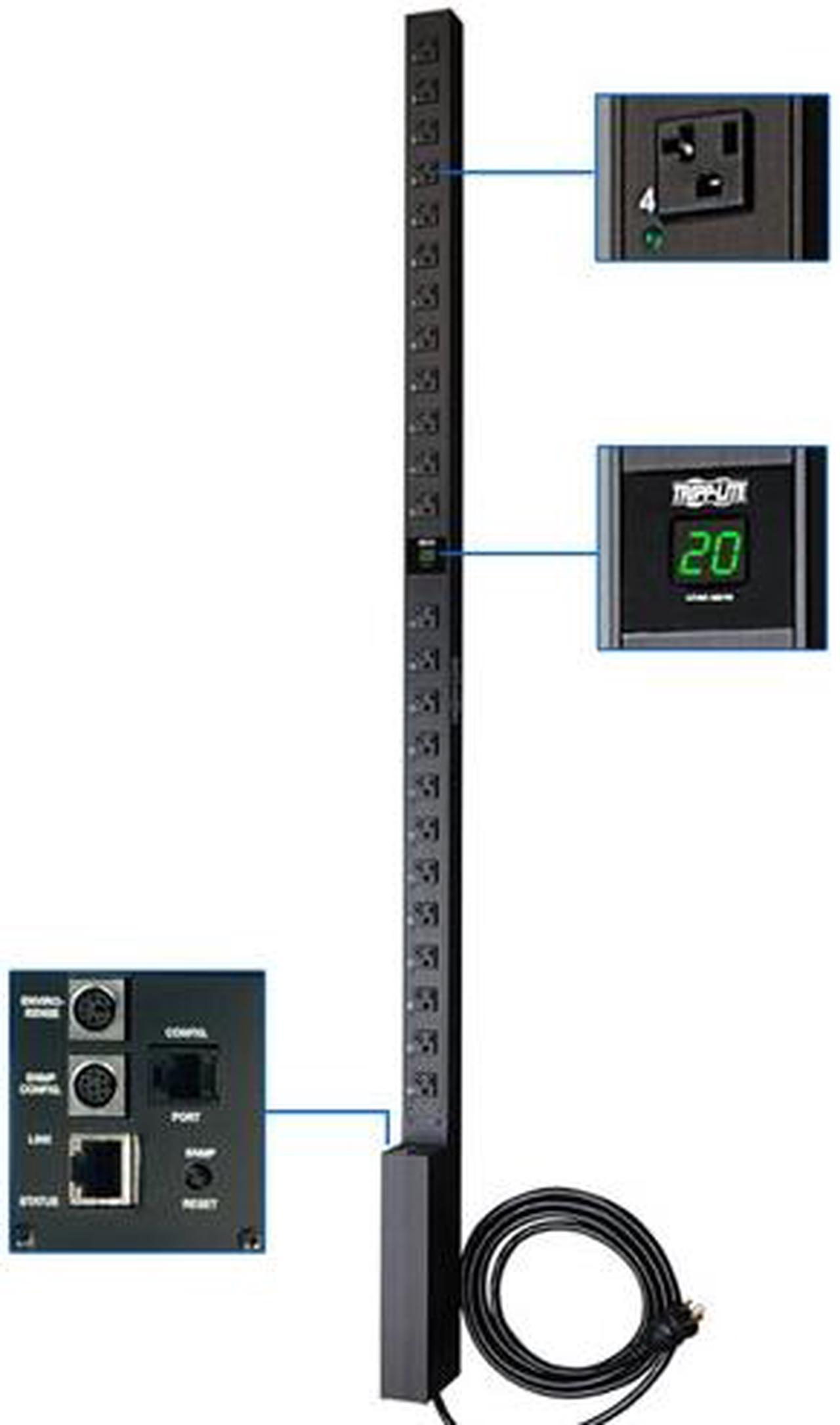 Tripp Lite Switched PDU, 20A, 24 Outlets (5-15/20R), 120 V, L5-20P/5-20P, 10 ft. Cord, 0U Vertical Rack-Mount Power, TAA (PDUMV20NET)