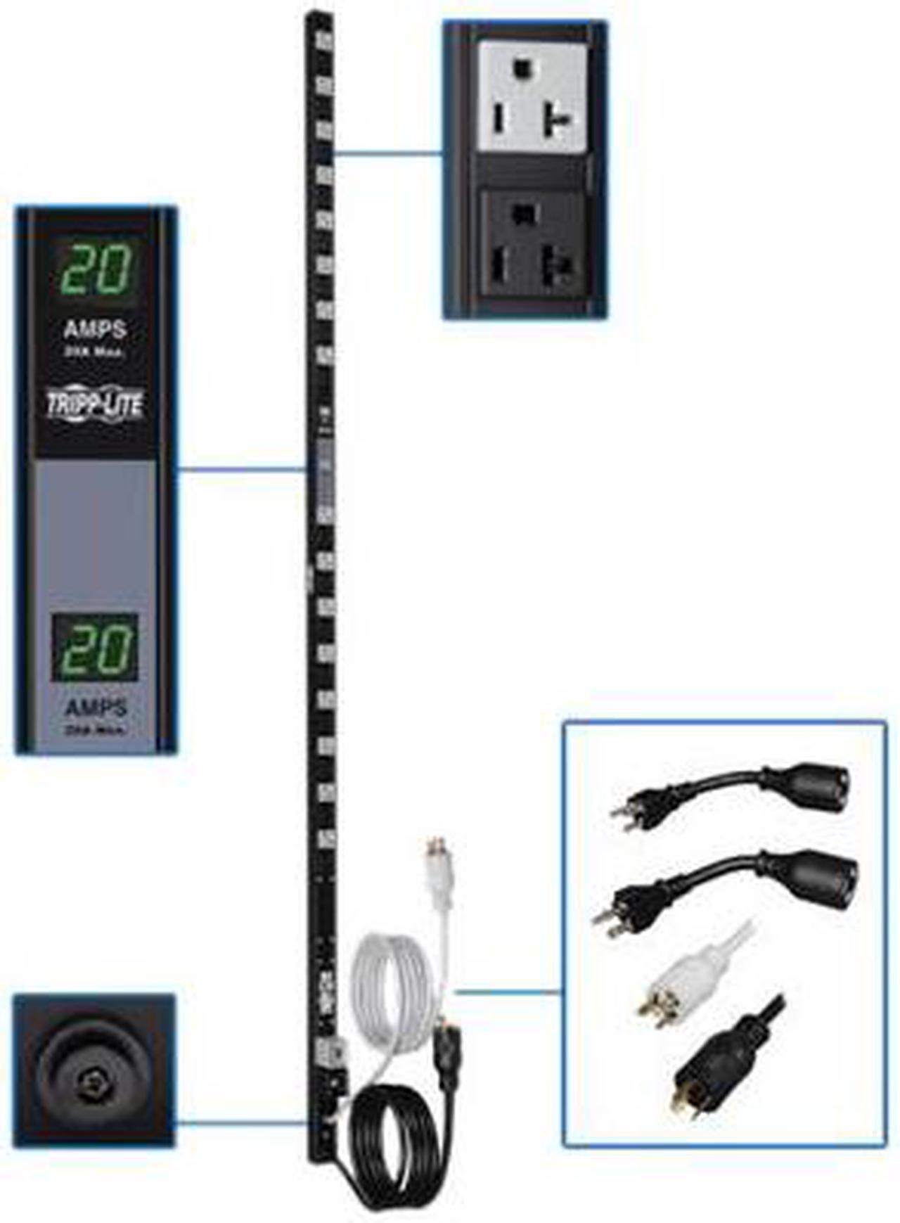 Main image of Tripp Lite Metered PDU, 20A Dual Circuit, 32 Outlets (5-15/20R), 120 V, L5-20P/5-20P, 10 ft. Cord, 0U Vertical Rack-Mount Power (PDUMV40)