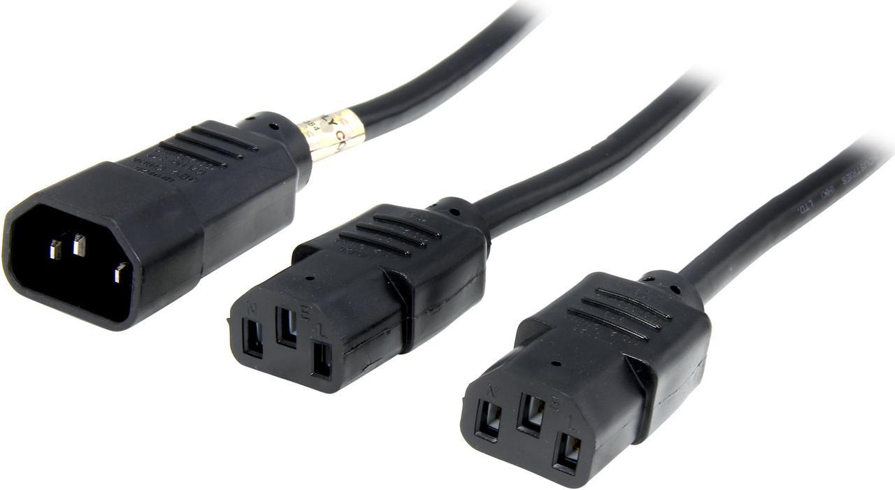 Tripp Lite Y Splitter Computer Power Extension Cord, 10A, 18AWG (IEC-320-C14 to 2x IEC-320-C13), 6-ft. (P004-006-2C13)