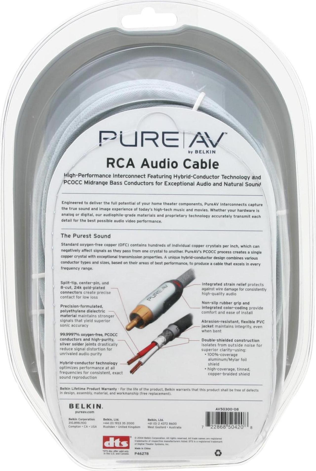 Alt view image 3 of 3 - BELKIN PURE AV AV50300-08 8 feet RCA Audio Cable Male to Male