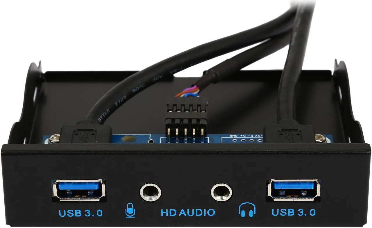 Alt view image 3 of 5 - Coboc 3.5FP-U3-20PSPL2A Dual Ports USB 3.0 to 20pin Header 3.5" Floppy Bay Internal Bracket Front Panel w/ HD audio & mic - 3.5"tray USB 3.0 20pin to 2 Ports Type A Female