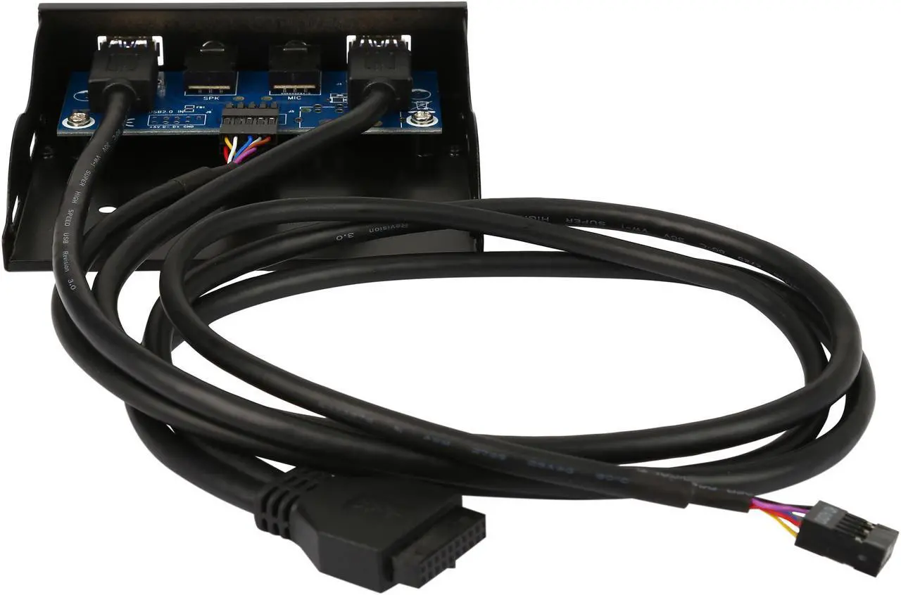 Alt view image 5 of 5 - Coboc 3.5FP-U3-20PSPL2A Dual Ports USB 3.0 to 20pin Header 3.5" Floppy Bay Internal Bracket Front Panel w/ HD audio & mic - 3.5"tray USB 3.0 20pin to 2 Ports Type A Female