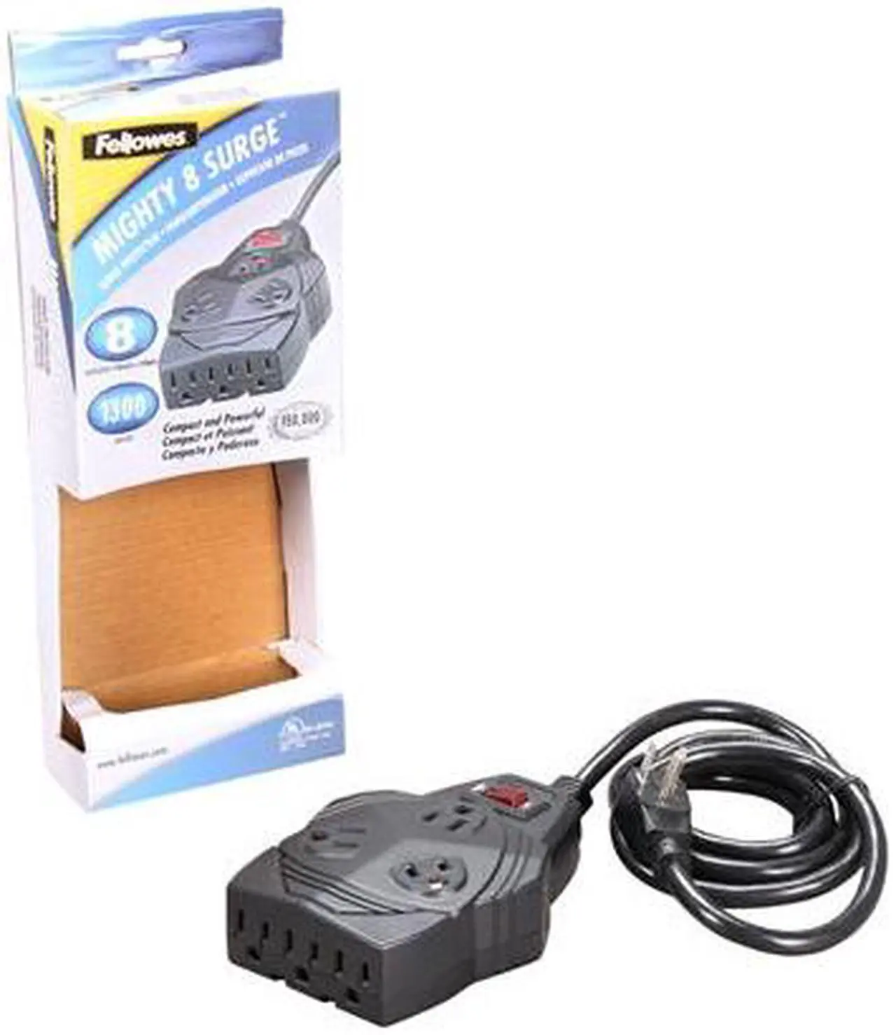 Alt view image 5 of 5 - Fellowes 99090 6.0 Feet 8 Outlets 1300 Joules Mighty Surge Protector Black Color