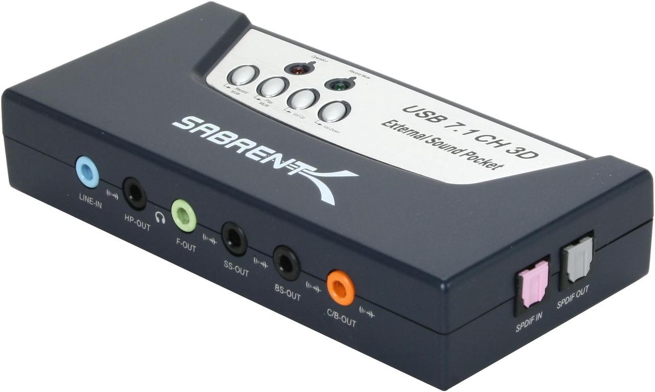 SABRENT USB-SND8 8-Channel 3D USB 2.0 External 7.1 Surround Sound Box w/Digital Output