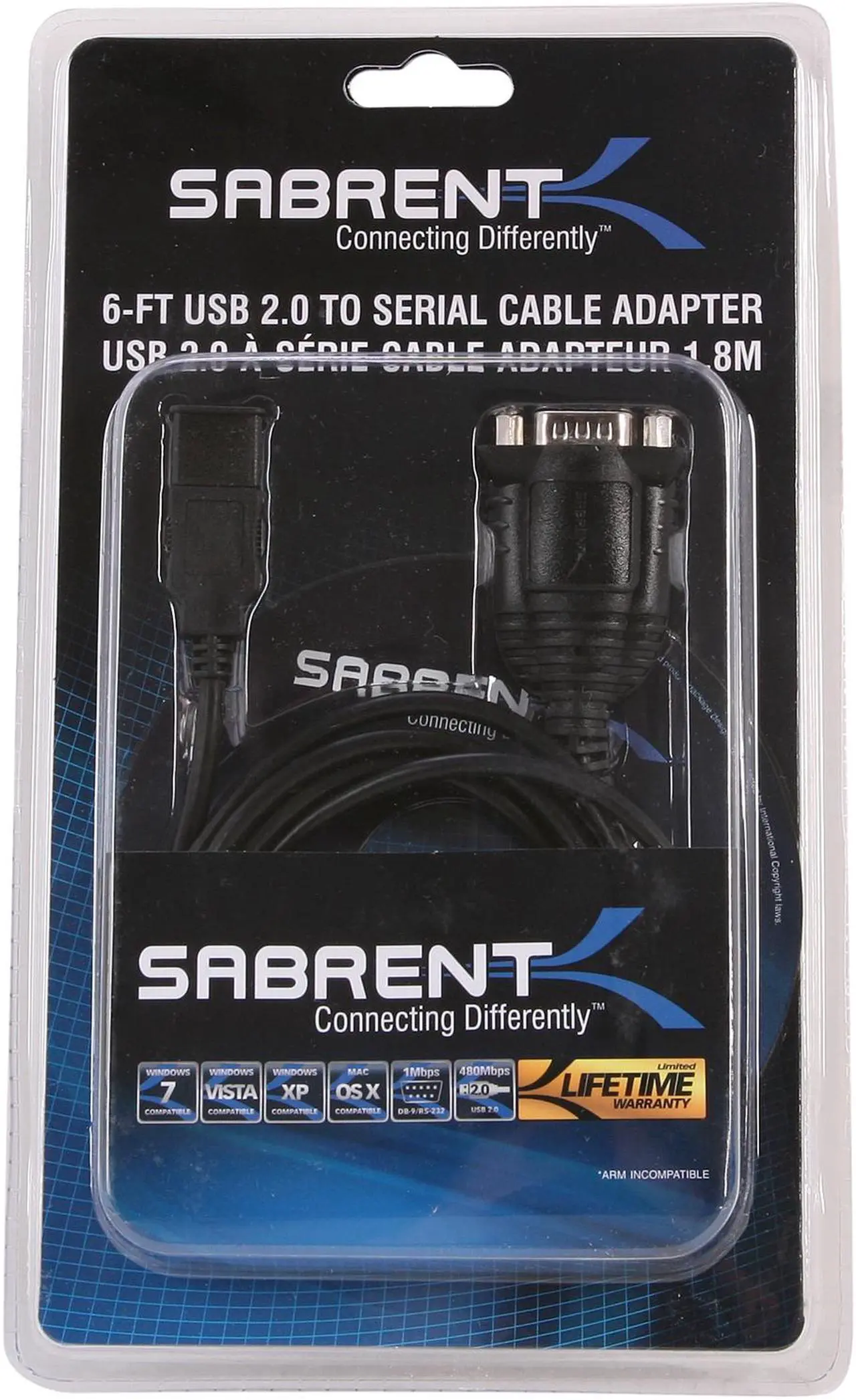 Alt view image 3 of 3 - Sabrent USB 2.0 to Serial (9-Pin) DB-9 RS-232 Adapter Cable 6ft Cable with Hexnut connectors (SBT-FTDI)