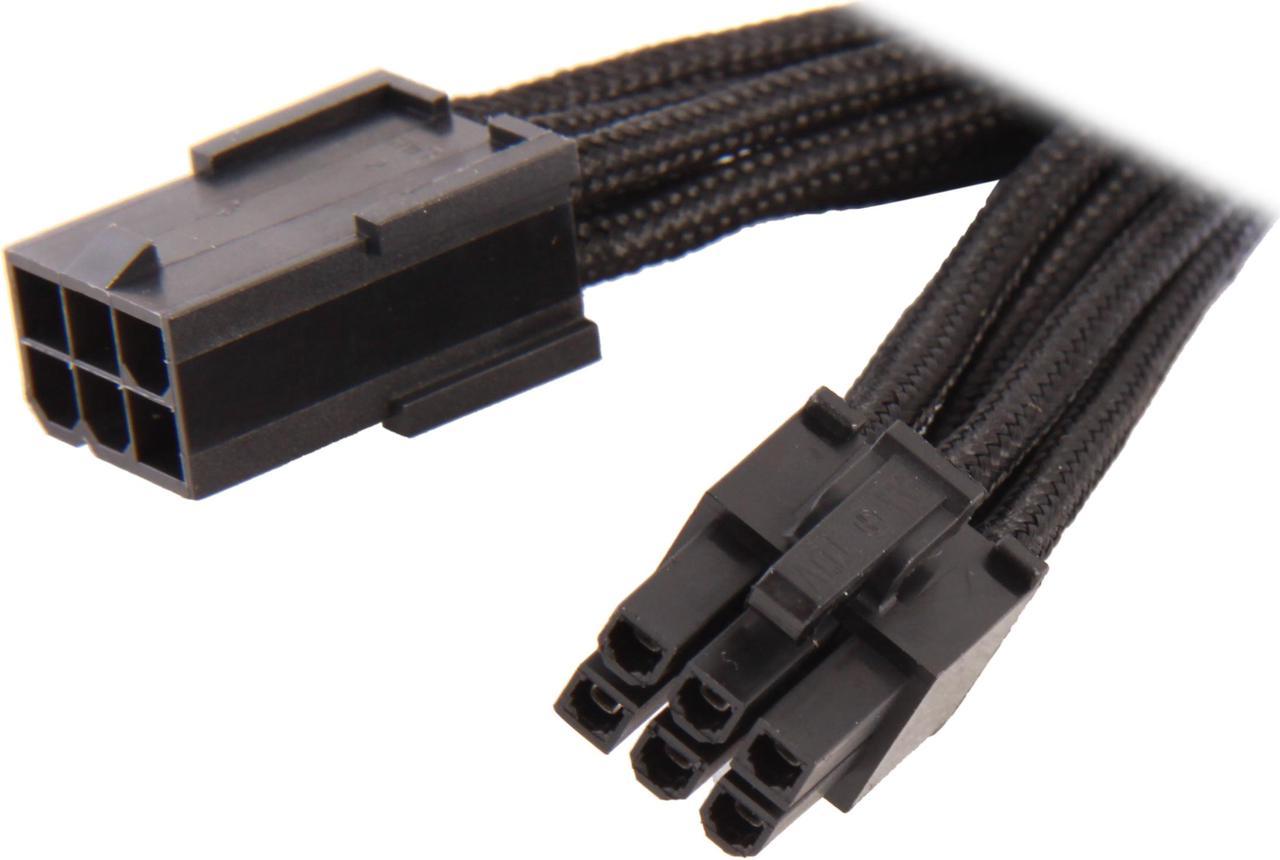 Silverstone PP07-IDE6B 11.81 in. (30cm) Sleeved Extension Power Supply Cable, 1 x 6pin to PCI-E 6pin Connector