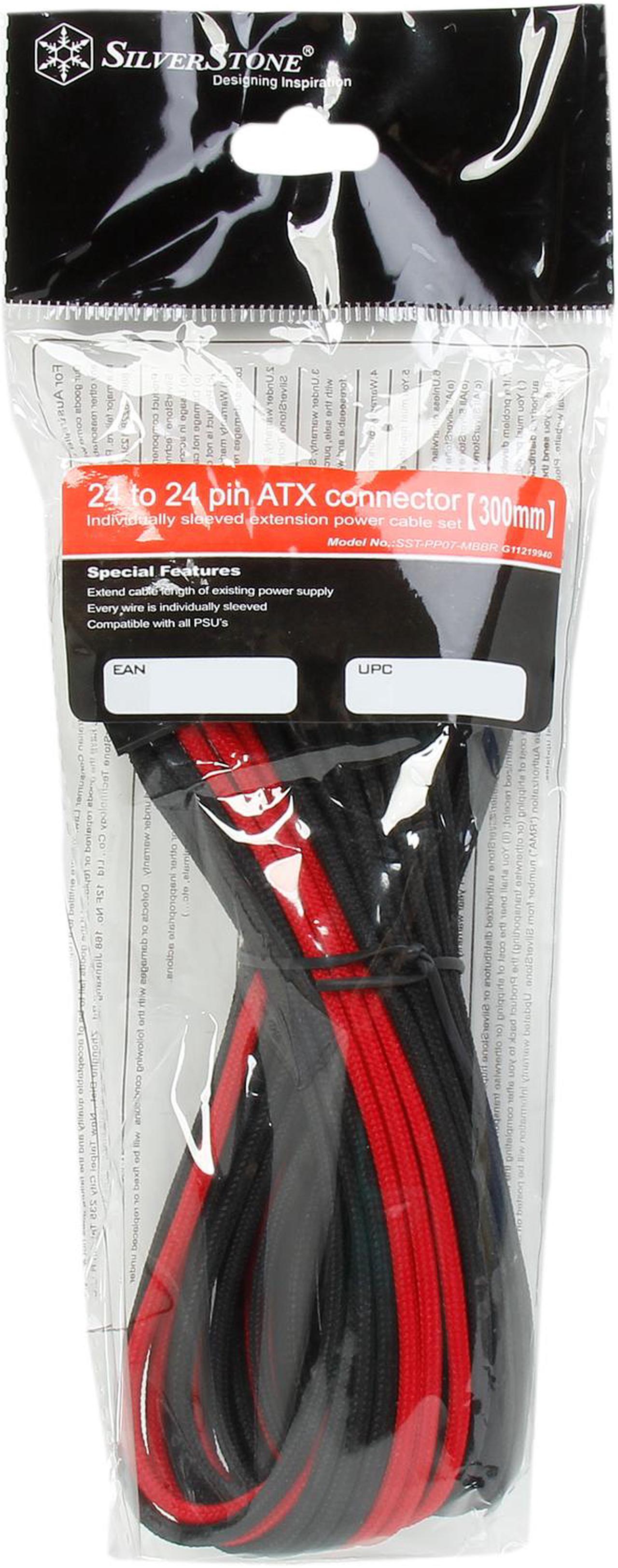 Alt view image 3 of 3 - Silverstone PP07-MBBR Motherboard 24pin Connector Sleeved Extension Power Supply Cable