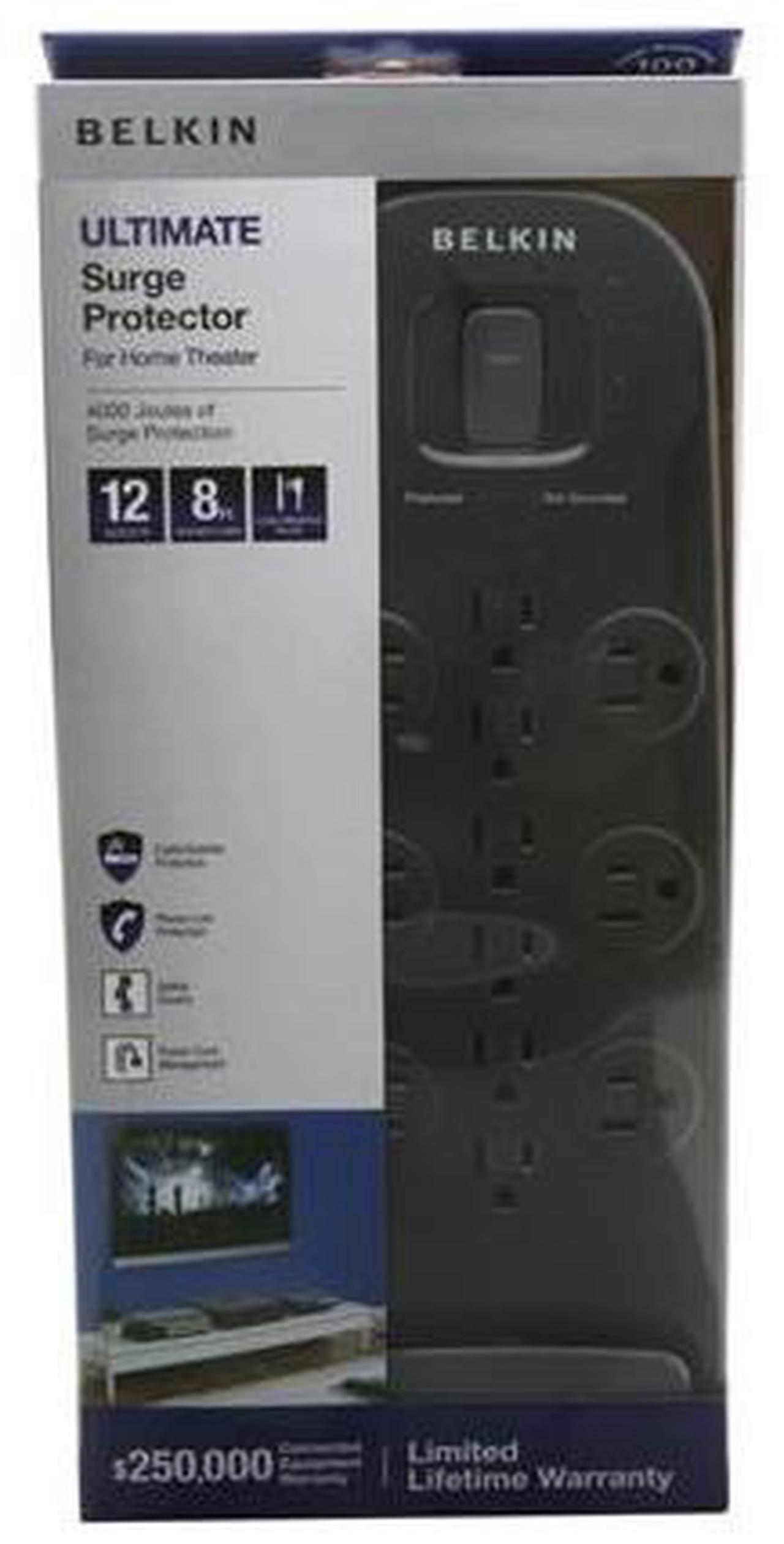 Alt view image 5 of 5 - BELKIN BV112230-08-BLK 8 ft. 12 Outlets 3996J Surge Protector with Power Cord with Cable/Satellite Protection