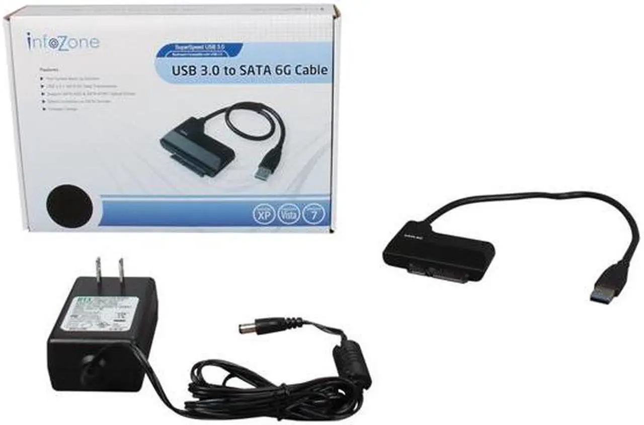 Alt view image 3 of 3 - SYBA SY-ADA20079 InfoZone SuperSpeed USB 3.0 to SATA III Device Adapter Cable with AC Adapter