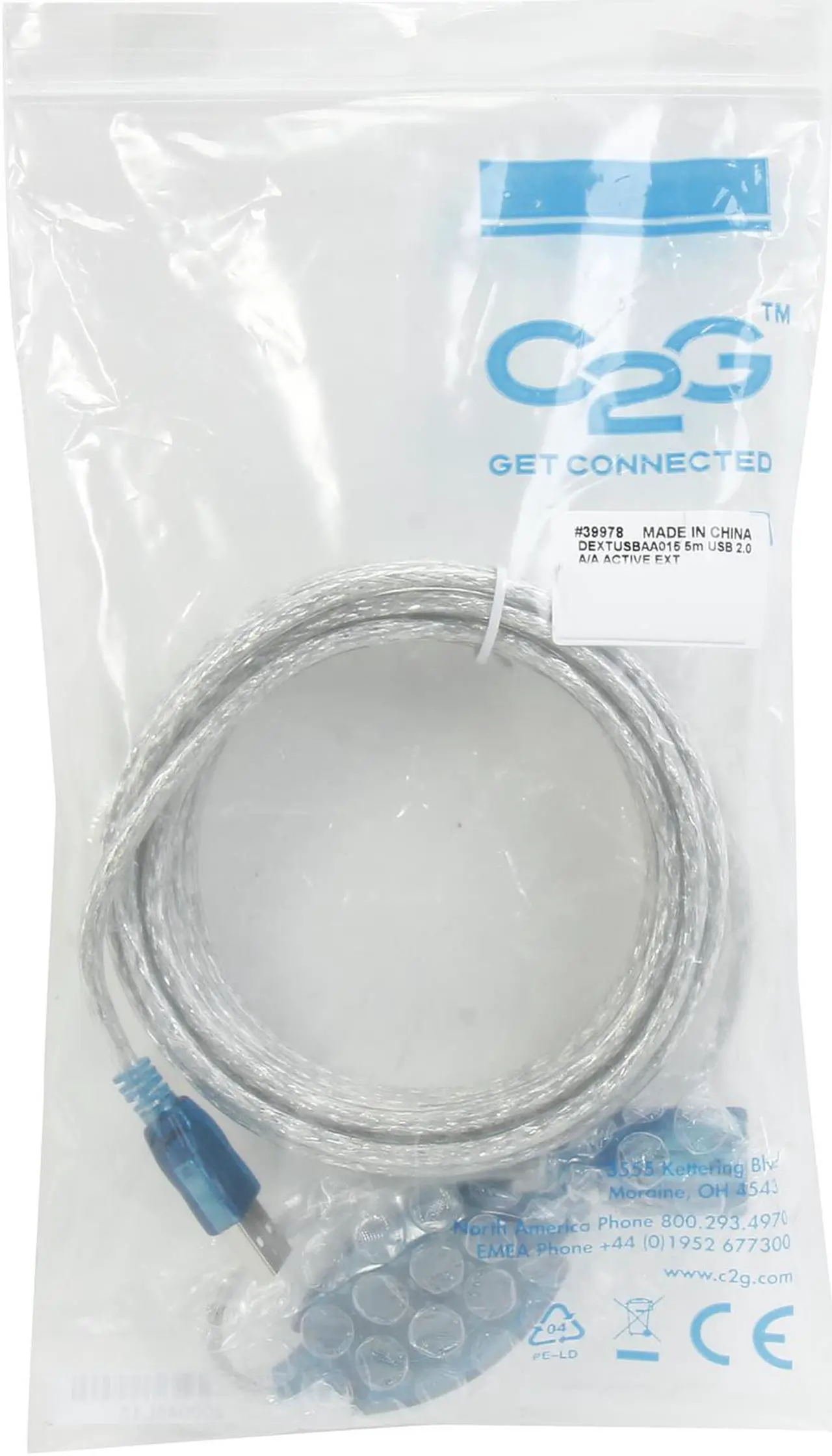Alt view image 3 of 3 - C2G 39978 USB Active Extension Cable - USB 2.0 A Male to A Female Cable, Beige (16.4 Feet, 5 Meters)