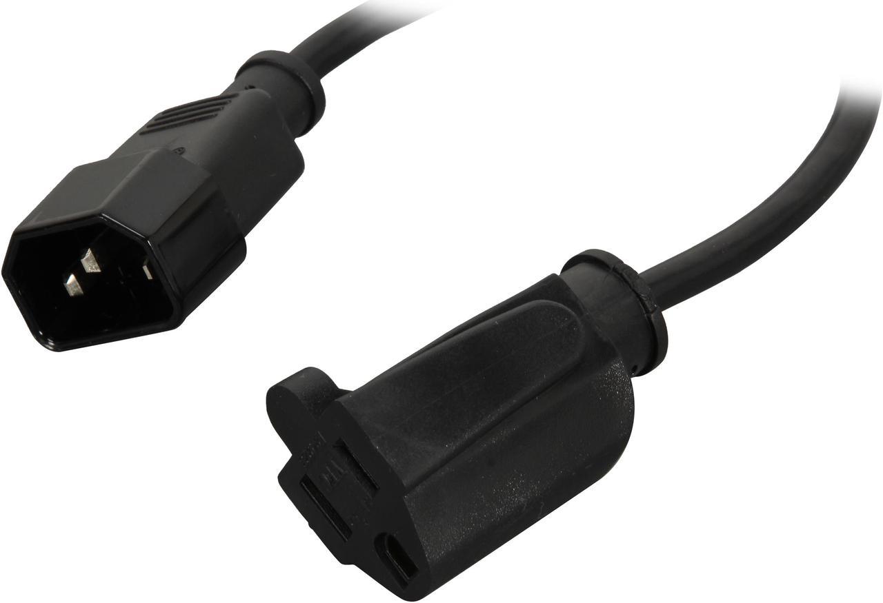 C2G 03147 18 AWG Monitor Power Adapter Cord - C14 to NEMA 5-15R, TAA Compliant, Black (1 Foot, 0.30 Meters)