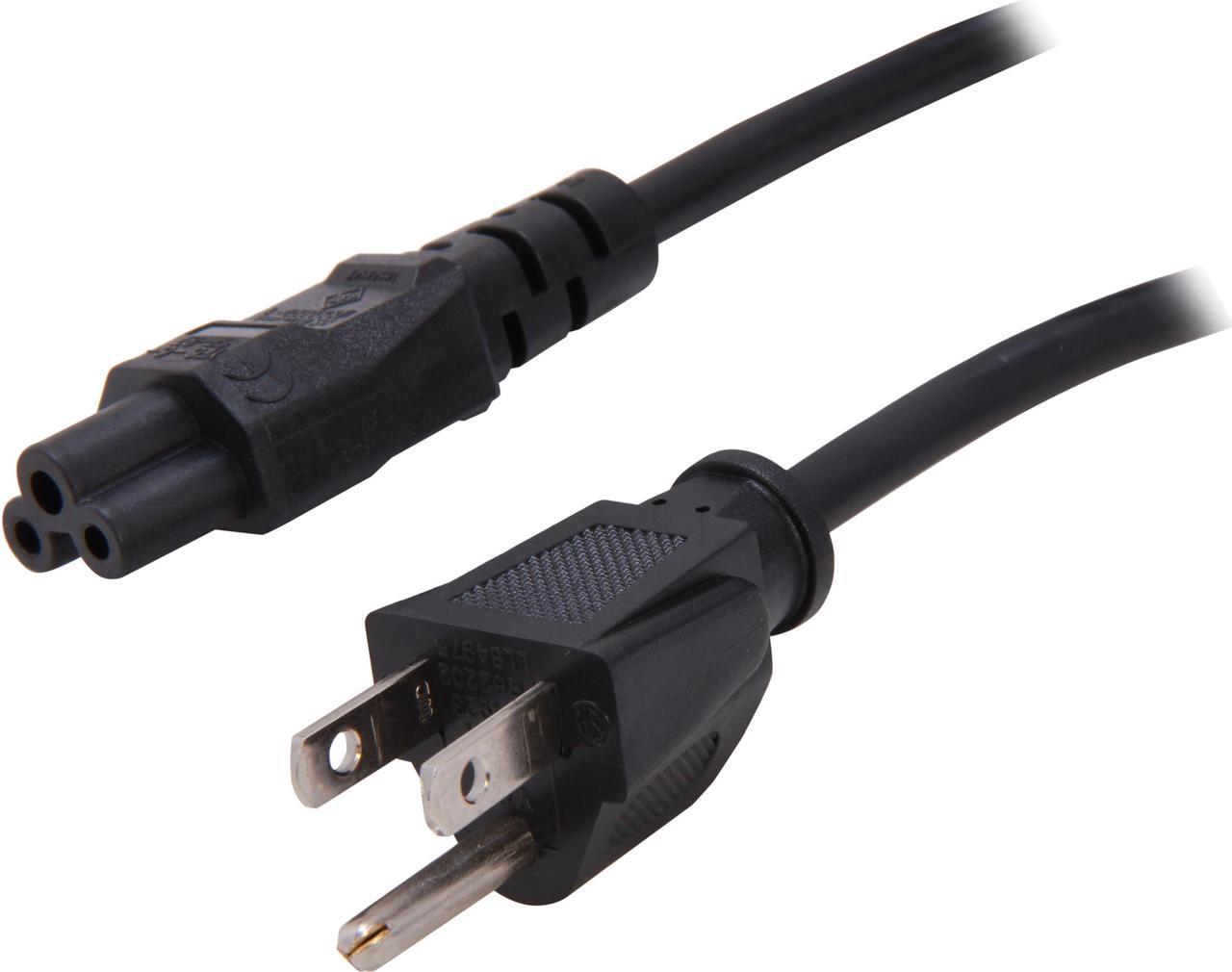 C2G 27400 18 AWG 3-Slot Laptop Power Cord - NEMA 5-15P to IEC320C5, TAA Compliant, Black (6 Feet, 1.82 Meters)