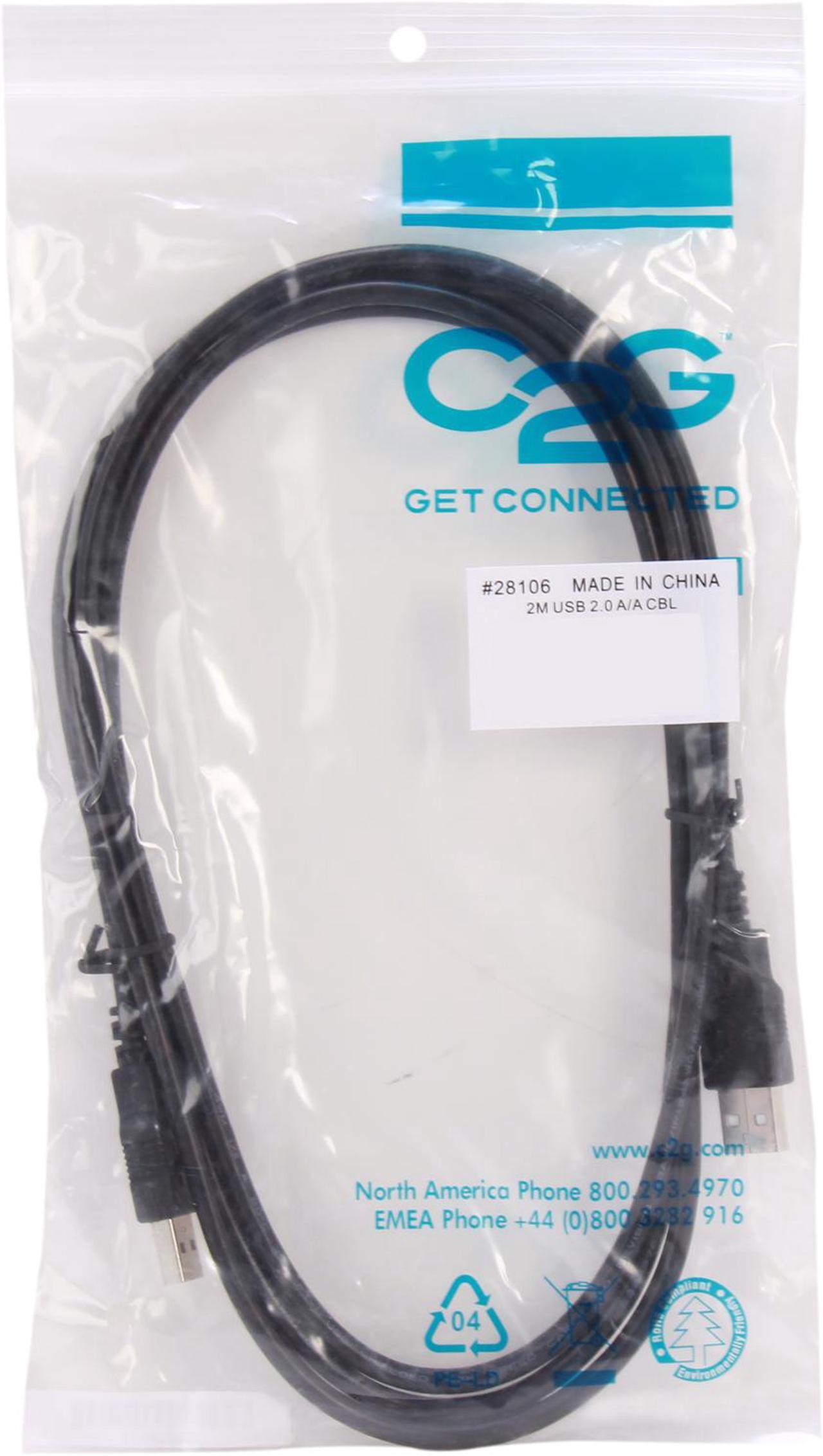 Alt view image 3 of 3 - C2G/Cables To Go 28106 2m USB 2.0 A/A Cable Black