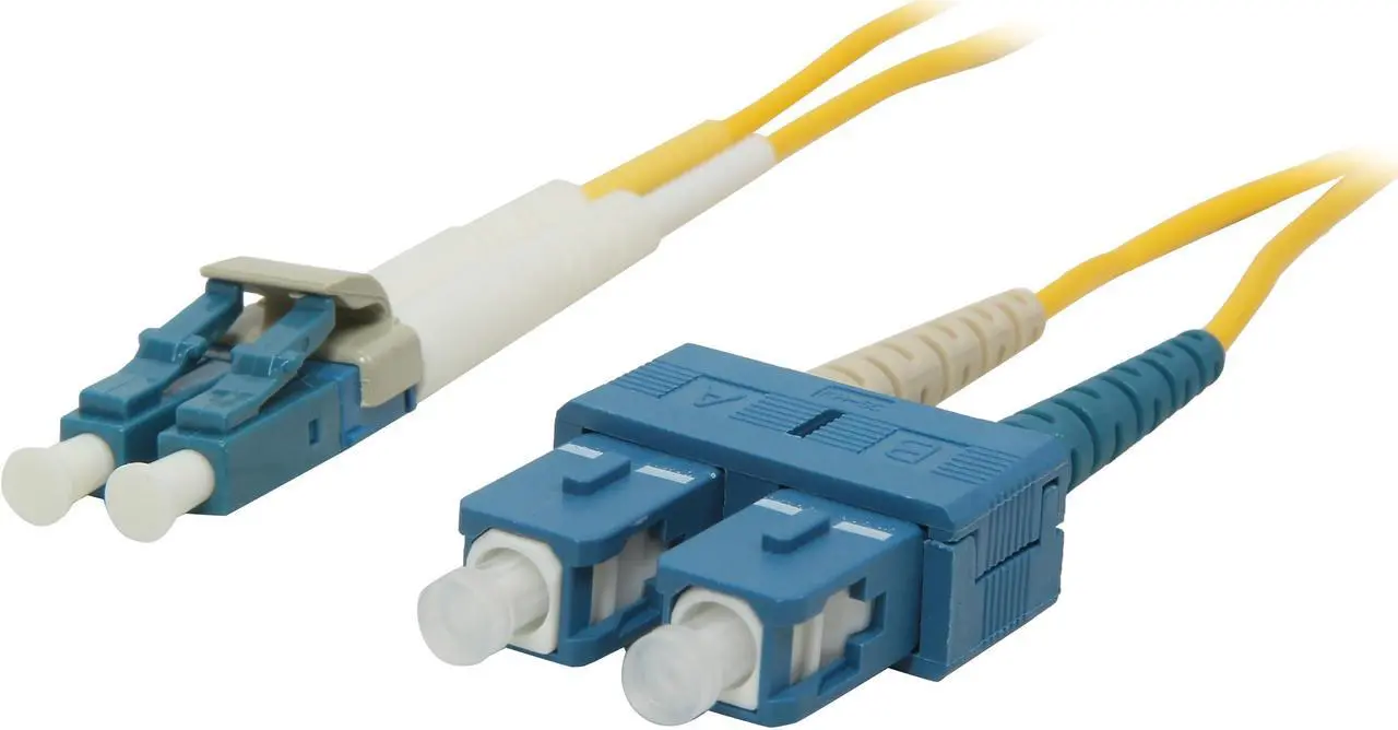 Main image of C2G 26260 OS2 Fiber Optic Cable - LC-SC 9/125 Duplex Single-Mode PVC Fiber Cable, Yellow (6.6 Feet, 2 Meters)