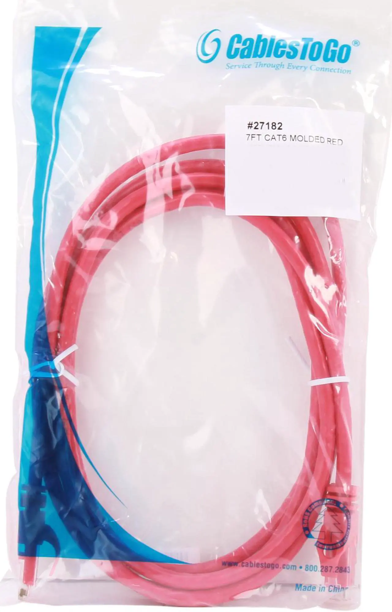 Alt view image 3 of 3 - C2G 27182 Cat6 Cable - Snagless Unshielded Ethernet Network Patch Cable, Red (7 Feet, 2.13 Meters)