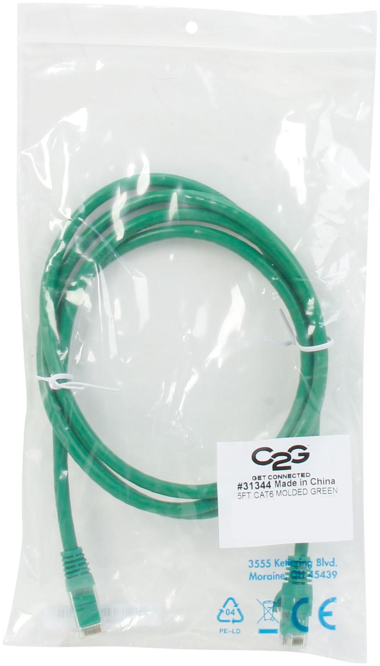 Alt view image 3 of 3 - C2G 31344 Cat6 Cable - Snagless Unshielded Ethernet Network Patch Cable, Green (5 Feet, 1.52 Meters)