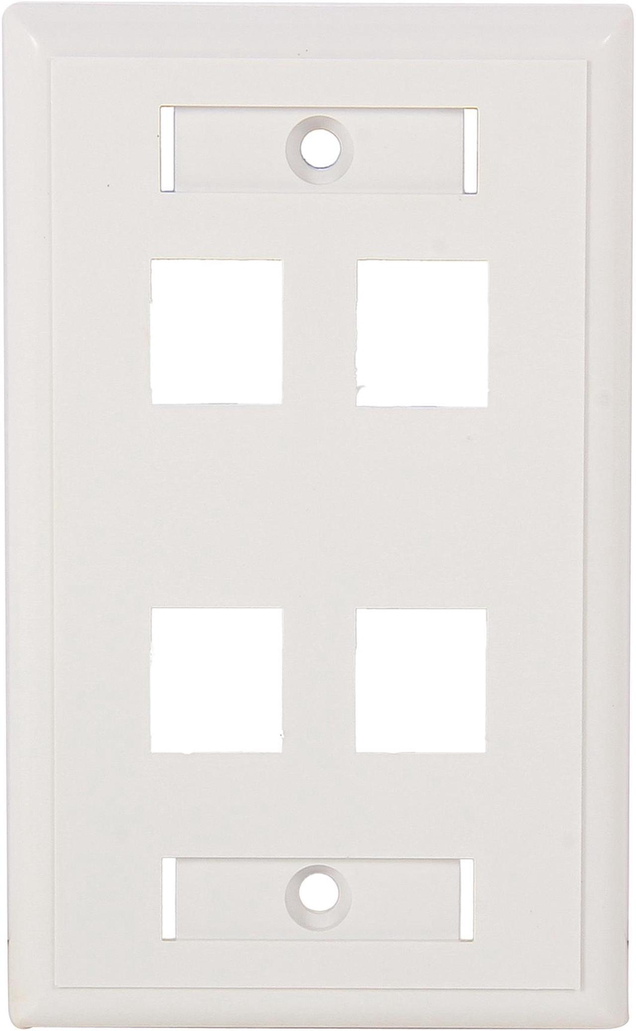 C2G 03413 Four Port Keystone Single Gang Wall Plate, White